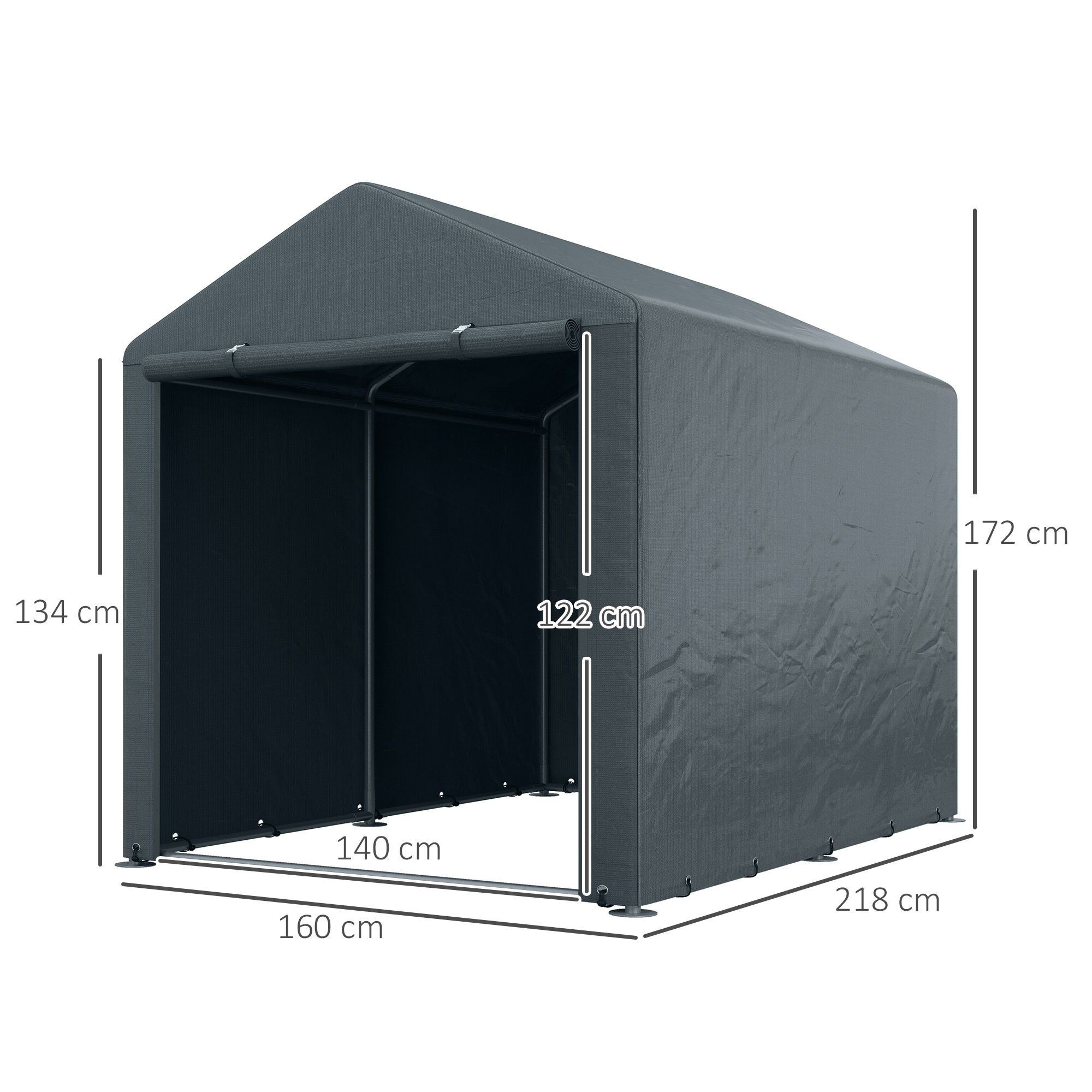 Outsunny 1.6 X 2.2m Garden Storage Shed Tent, With Accessories - Dark Grey