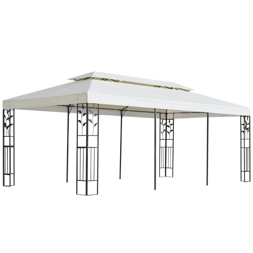 Vidaxl Gazebo With Double Roof White 6x3 M Steel