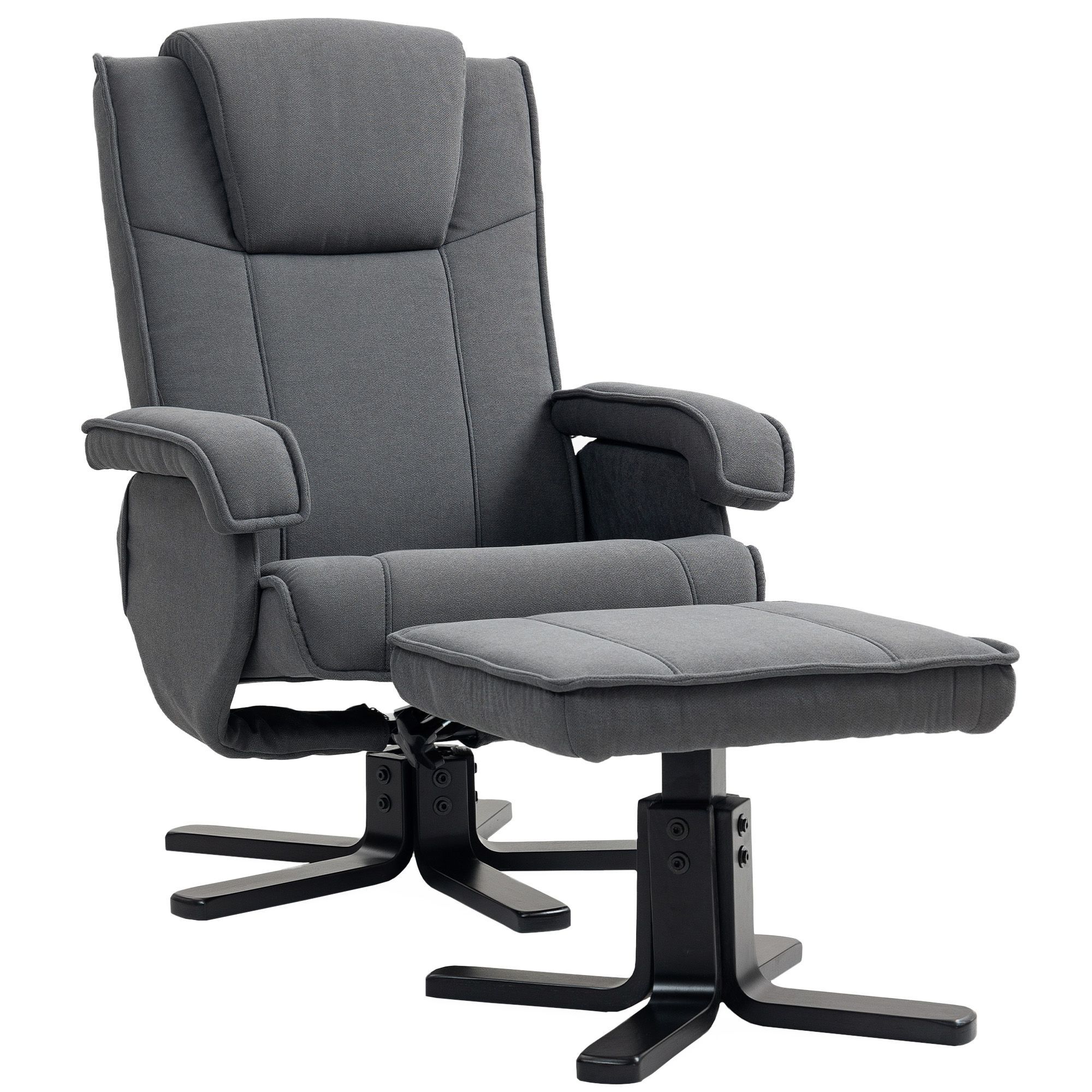 Homcom Rocker Swivel Recliner Chair With Footstool - Charcoal Grey Velvet
