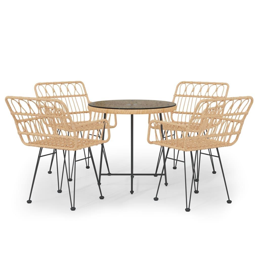 Vidaxl 5 Piece Garden Dining Set Poly Rattan