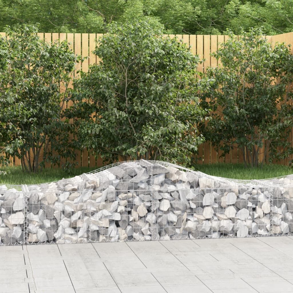 Vidaxl Arched Gabion Baskets 7 Pcs 200x50x40/60 Cm Galvanised Iron