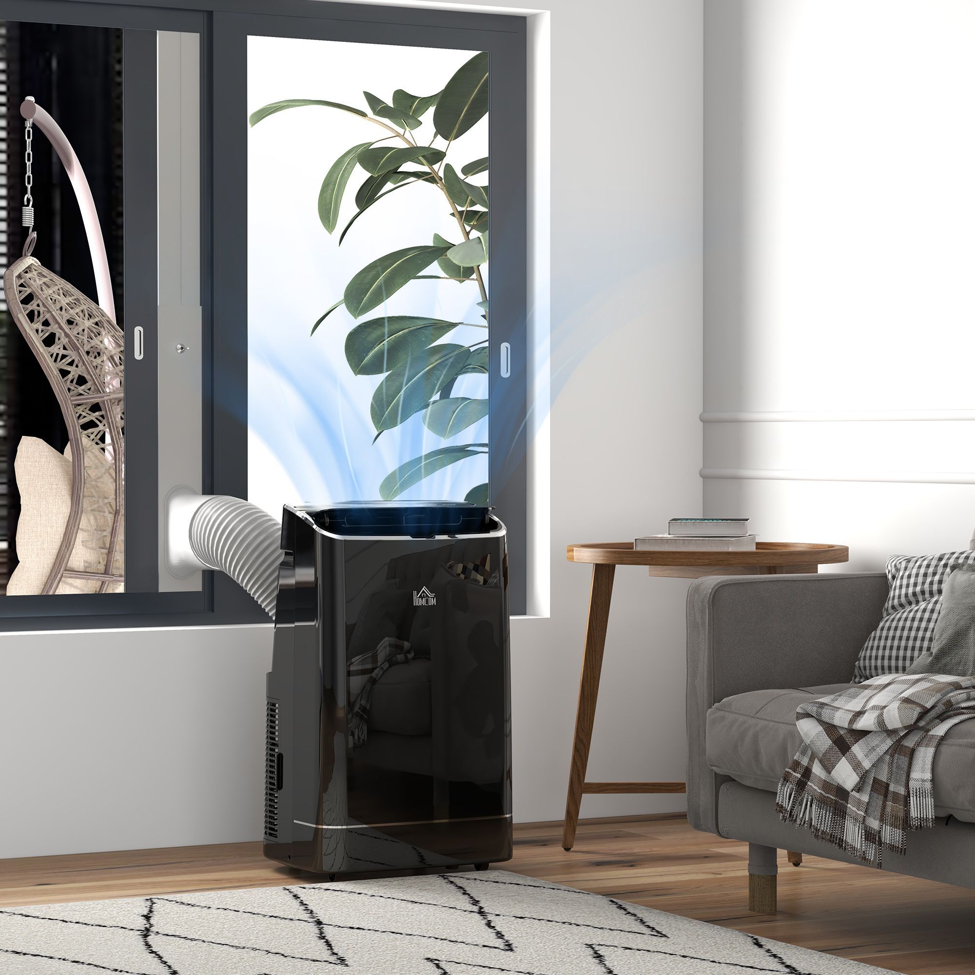 Homcom 14,000 Btu Mobile Air Conditioner, 35m², Smart Home Wifi, With Dehumidifier, Fan, 24h Timer, Window Kit, Black - Mix.co.uk Homcom 14,000 Btu Mobile Air Conditioner, 35m², Smart Home Wifi, With Dehumidifier, Fan, 24h Timer, Window Kit, Black - Mix.co.uk