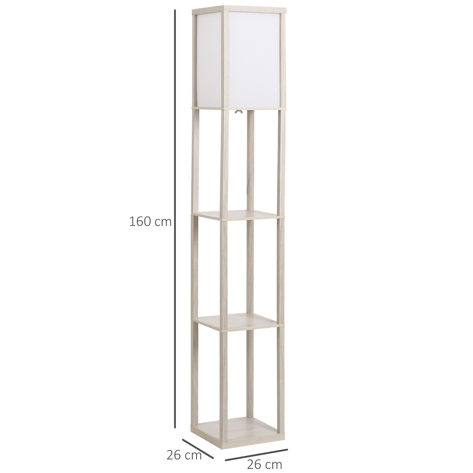 Homcom 4-tier Floor Lamp, Floor Light With Storage Shelf, Reading Standing Lamp, Oak
