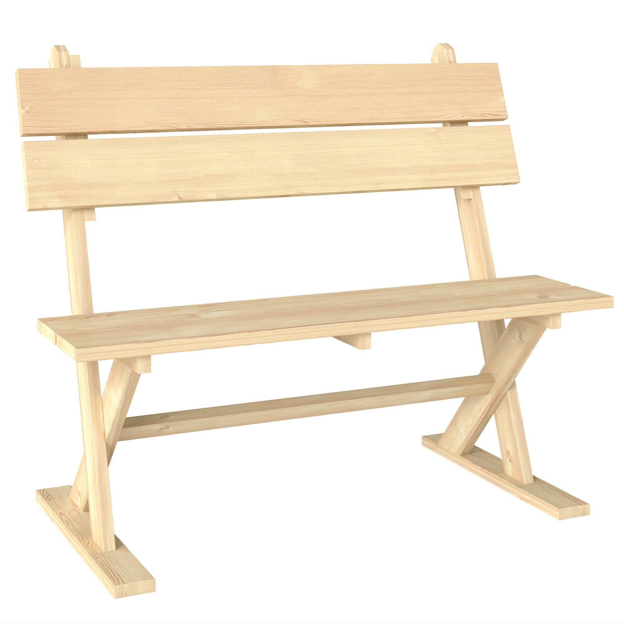 Outsunny 2 Seater Wooden Garden Bench, Fir Wood Outdoor Bench, Garden Loveseat With Slatted Seat, Sloping Back And Wide Feet For Patio, Park, Natural Wood Finish