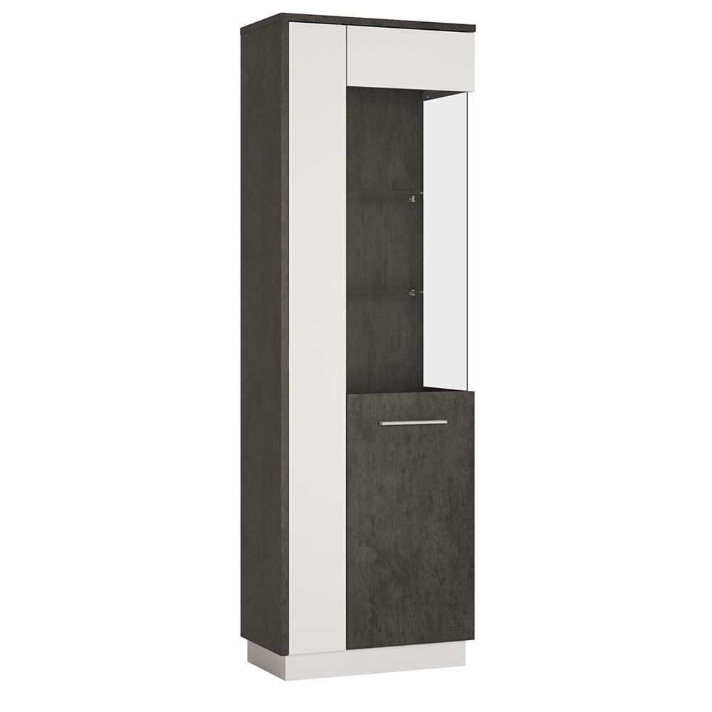 Zingaro Tall Glazed Display Cabinet (rh) In Grey And White