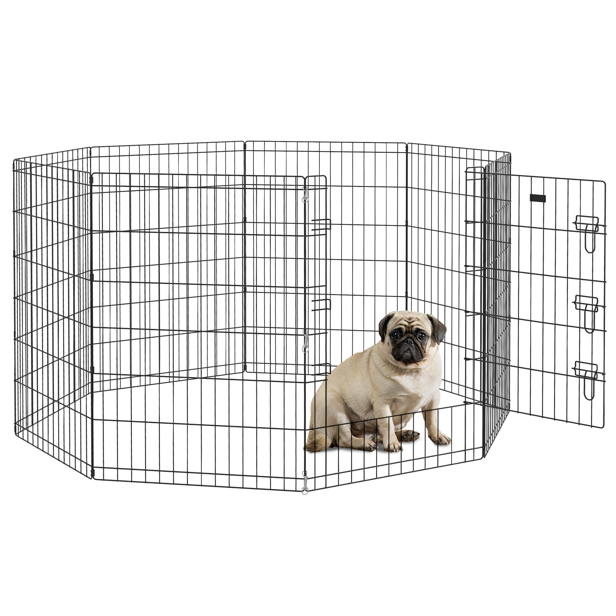 Pawhut 8 Panel Diy Dog Pen With Door, For Dogs, Small Animals, Indoor/outdoor Use, 91cm High