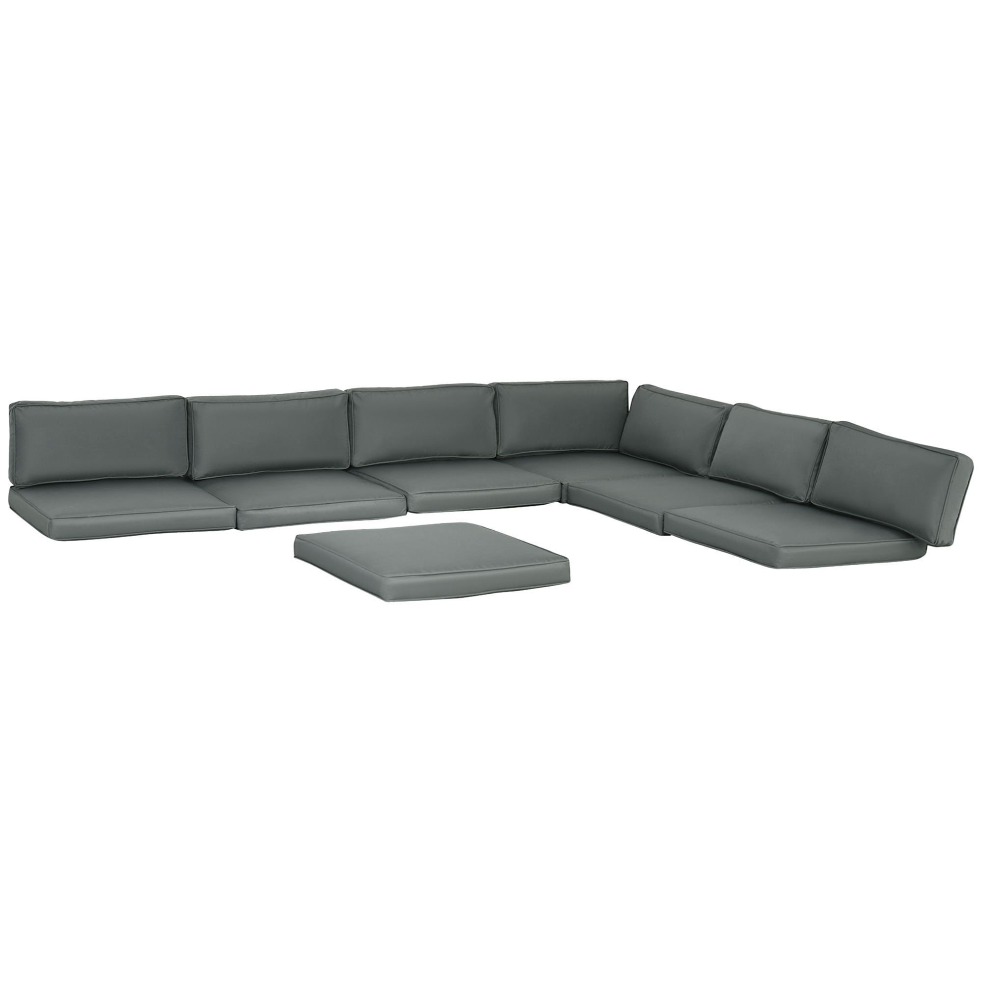 Outsunny Replacement Cushions For Rattan Furniture, 14 Piece Outdoor Seat Cushion Pad For Patio Conversation Set 7 Seat Cushions & Back Cushions Grey