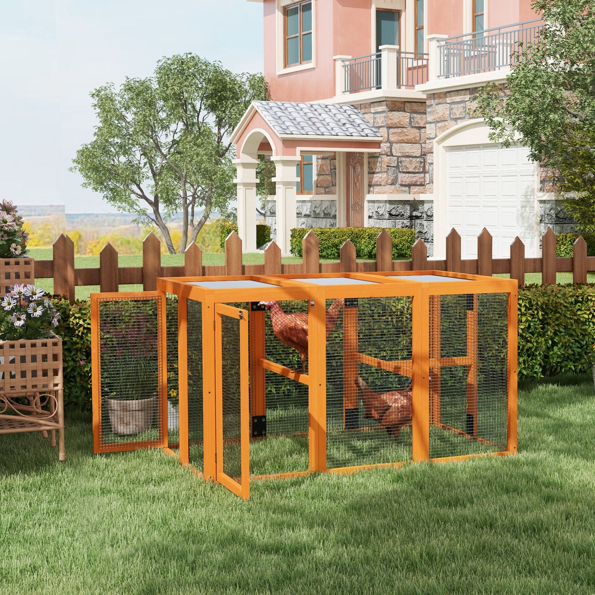 Pawhut Wooden Chicken Coop With Combinable Design, For 1-3 Chickens