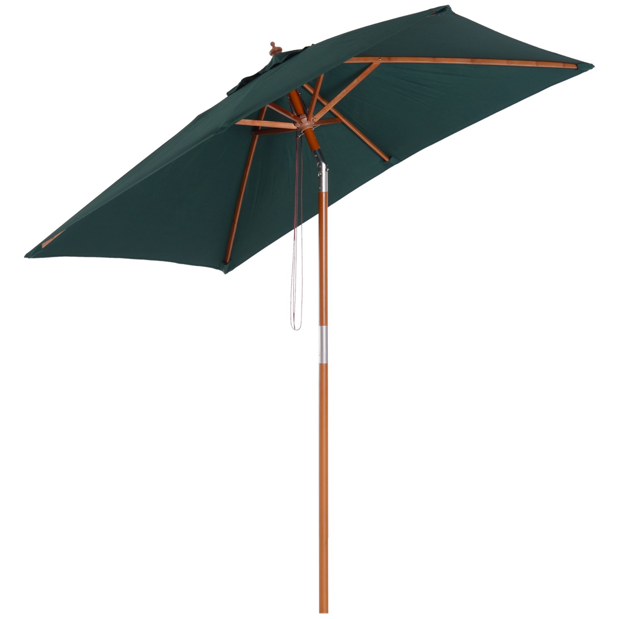 Outsunny Garden Umbrella Patio Umbrella Market Parasol, Outdoor Sunshade 6 Ribs W/ Wood And Bamboo Frame, Brown Green