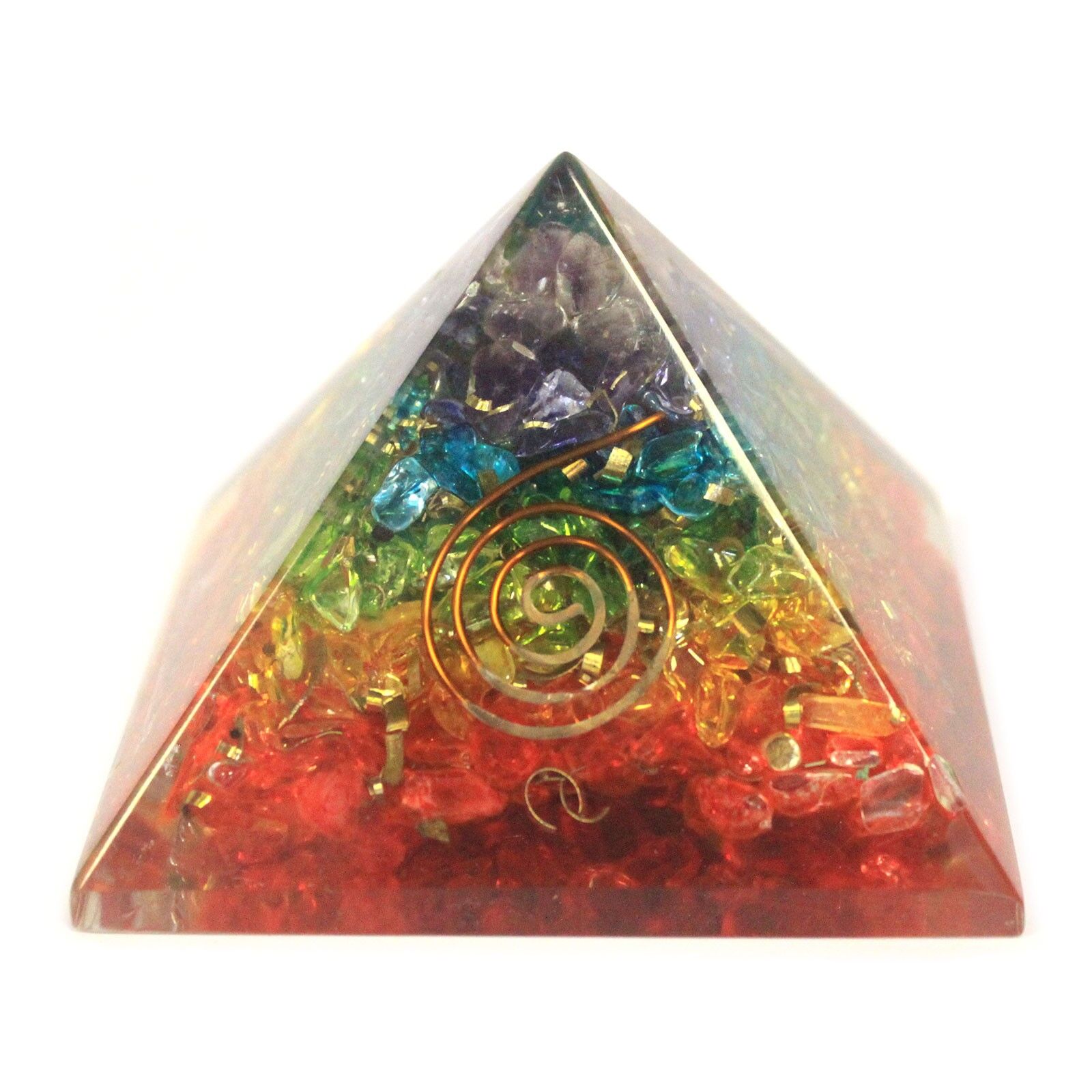 Lrg Orgonite Pyramid 7cm - Chakra Gemchips