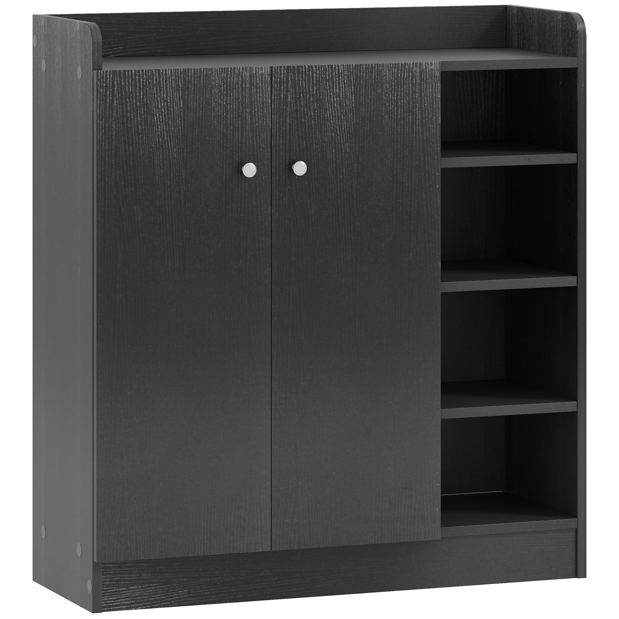 Homcom Shoe Storage Cabinet With Adjustable Shelves - Black