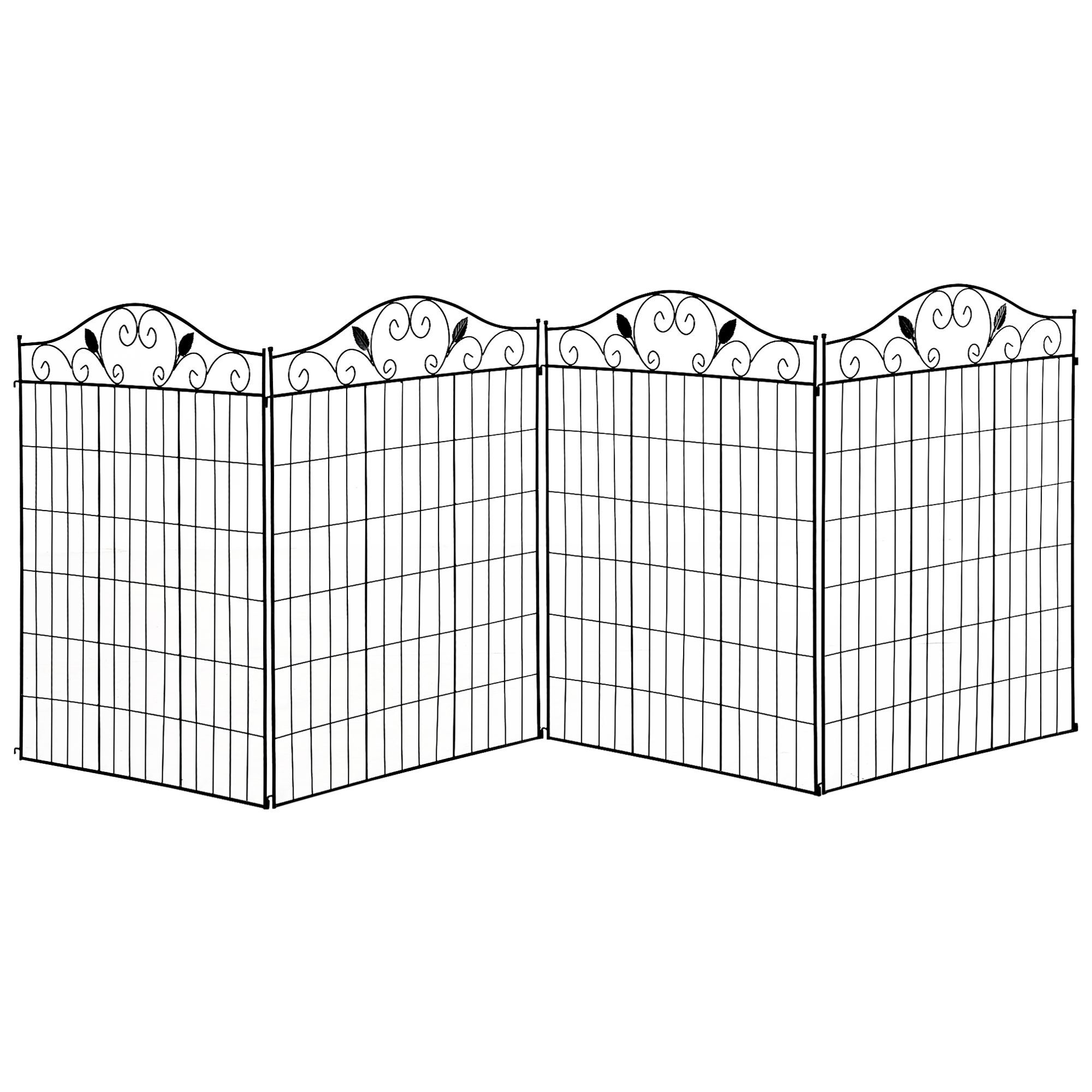 Outsunny Garden Decorative Fence 4 Panels 44in X 12ft Metal Wire Landscape Border Edging