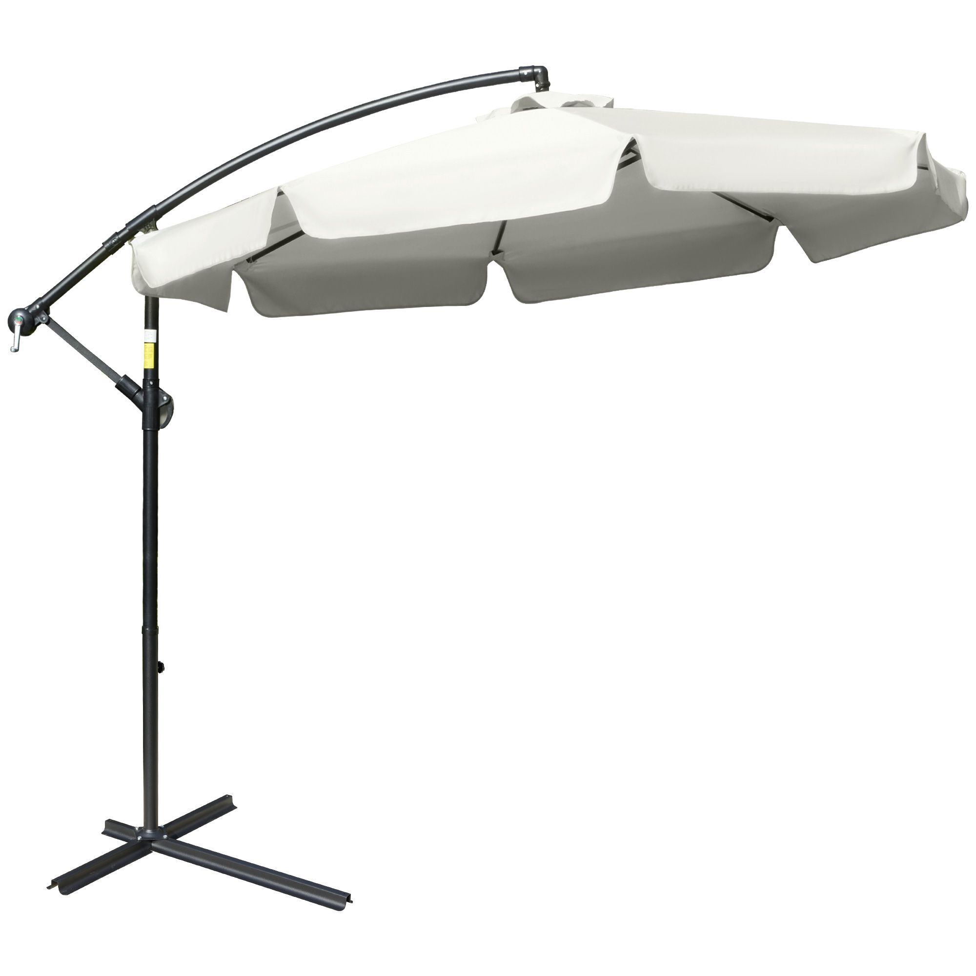 Outsunny 2.7m Banana Parasol Cantilever Umbrella With Crank Handle And Cross Base, Hanging Sun Shade, Cream White