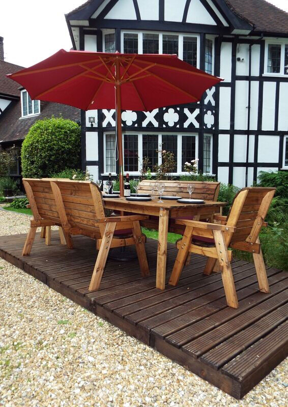 Eight Seater Rectangular Table Set - Burgundy