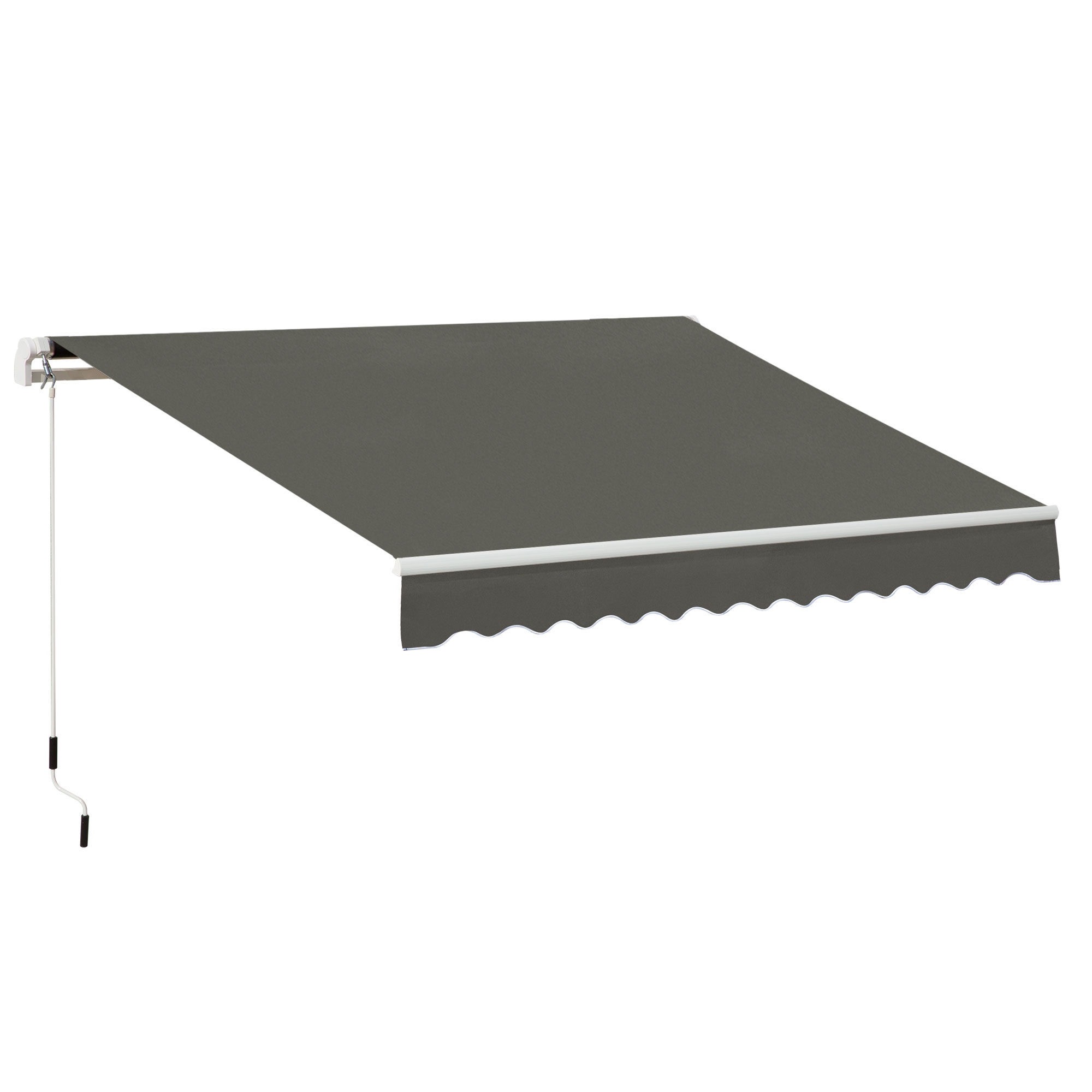 Outsunny Window Awning Canopy Garden Outdoor Shelter Patio Sun Shade Uv Blocker Light Weight Aluminium Frame W/ Hand Crank 3 X 2m Grey