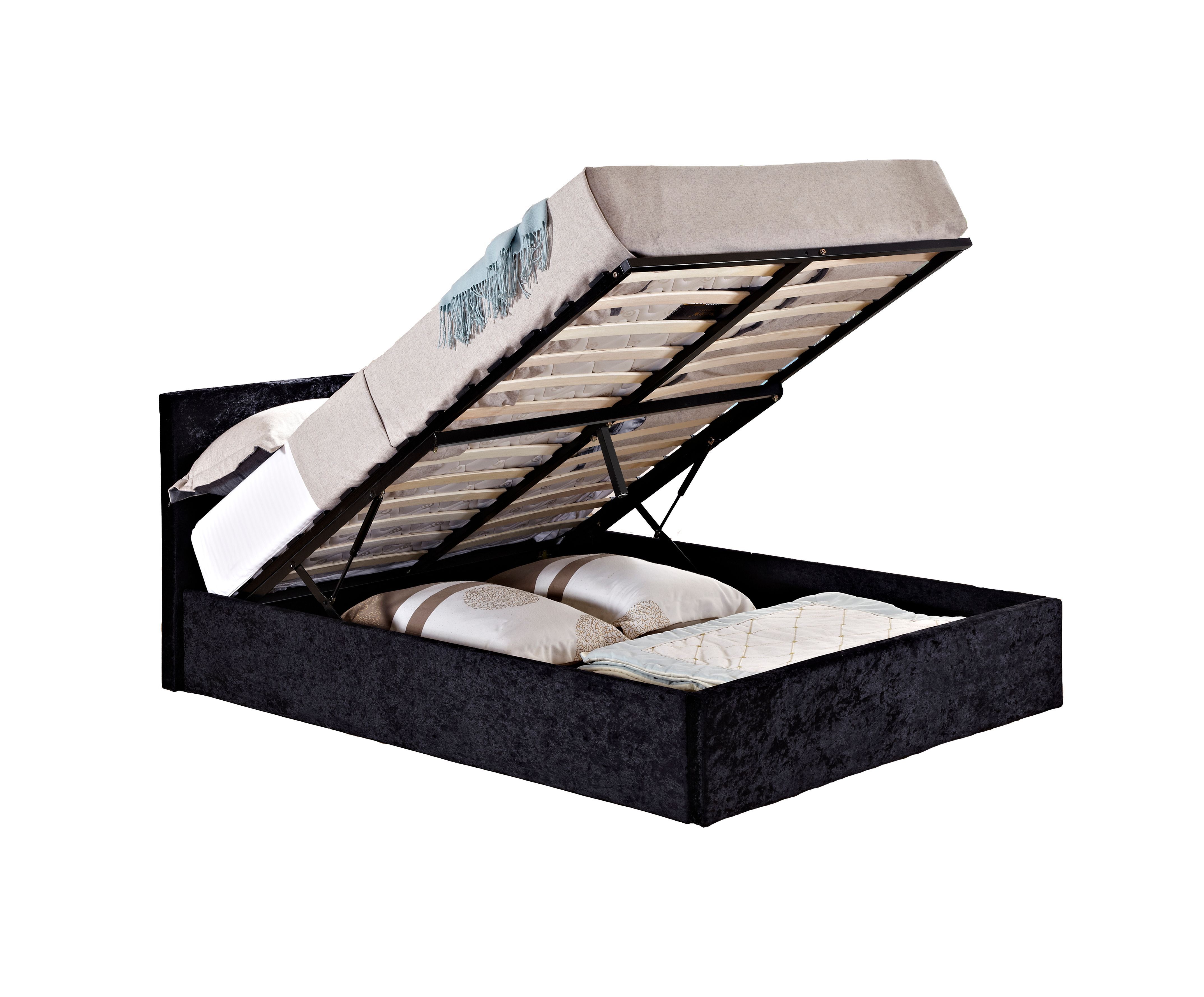 Berlin Single Ottoman Bed Black Crushed Velvet