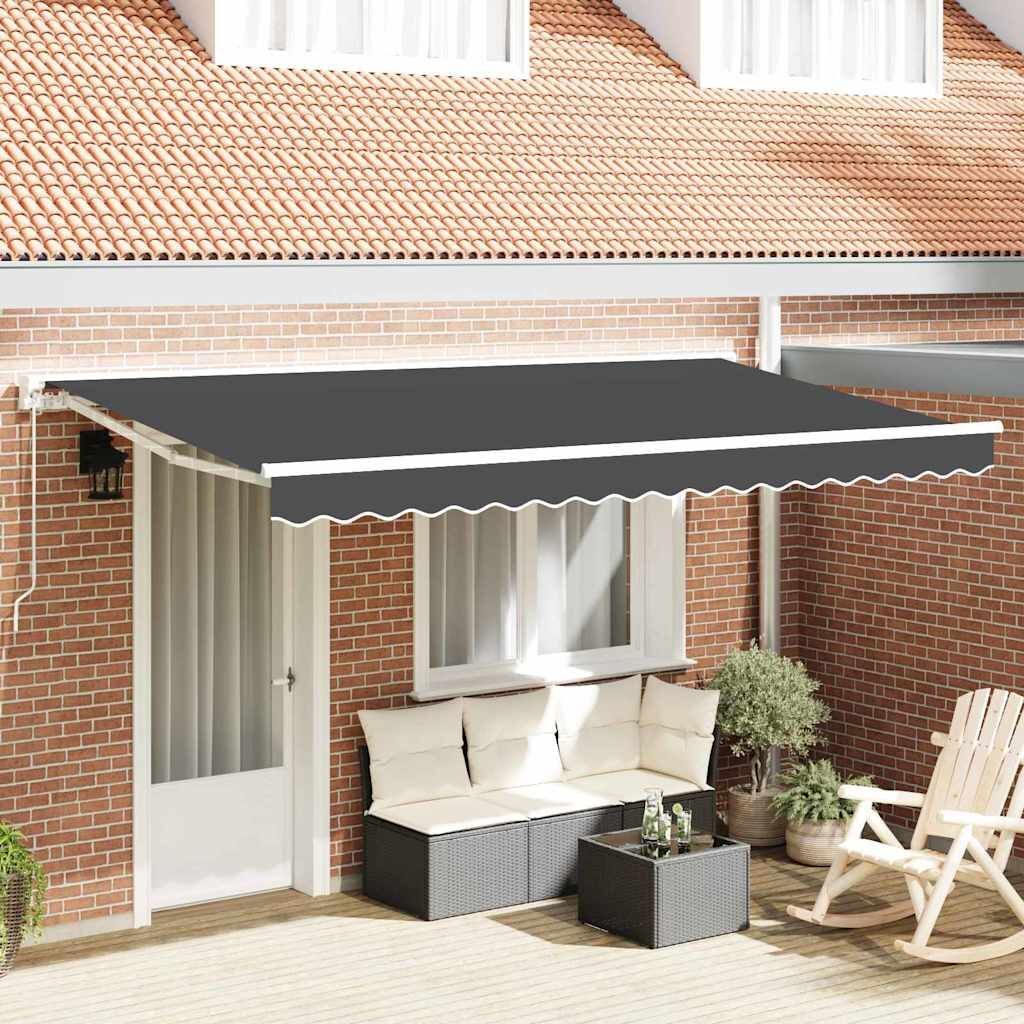 Vidaxl Retractable Awning Anthracite 400x200 Cm Fabric And Polyester