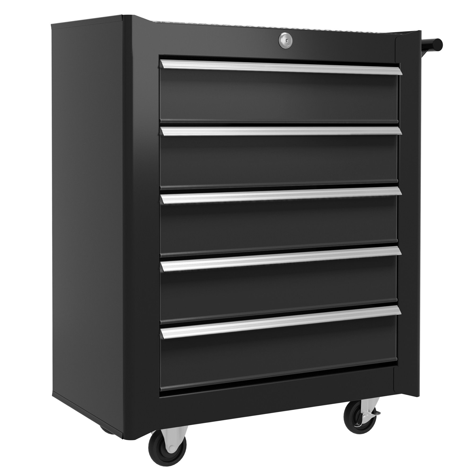 Homcom Cold Rolled Steel 5-drawer Rolling Tool Storage Cabinet Tool Chest Black