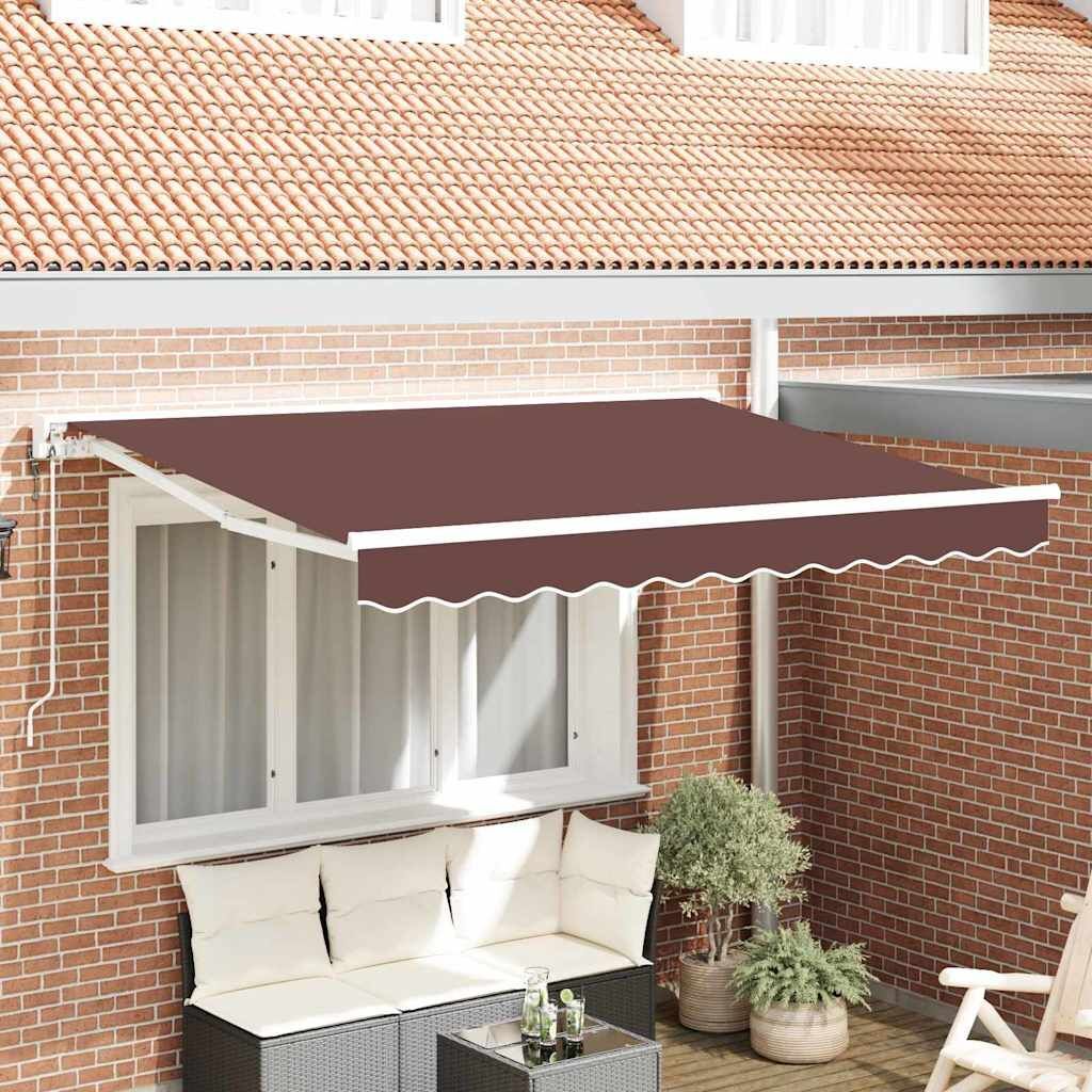 Vidaxl Retractable Awning Manual Brown 350x200 Cm