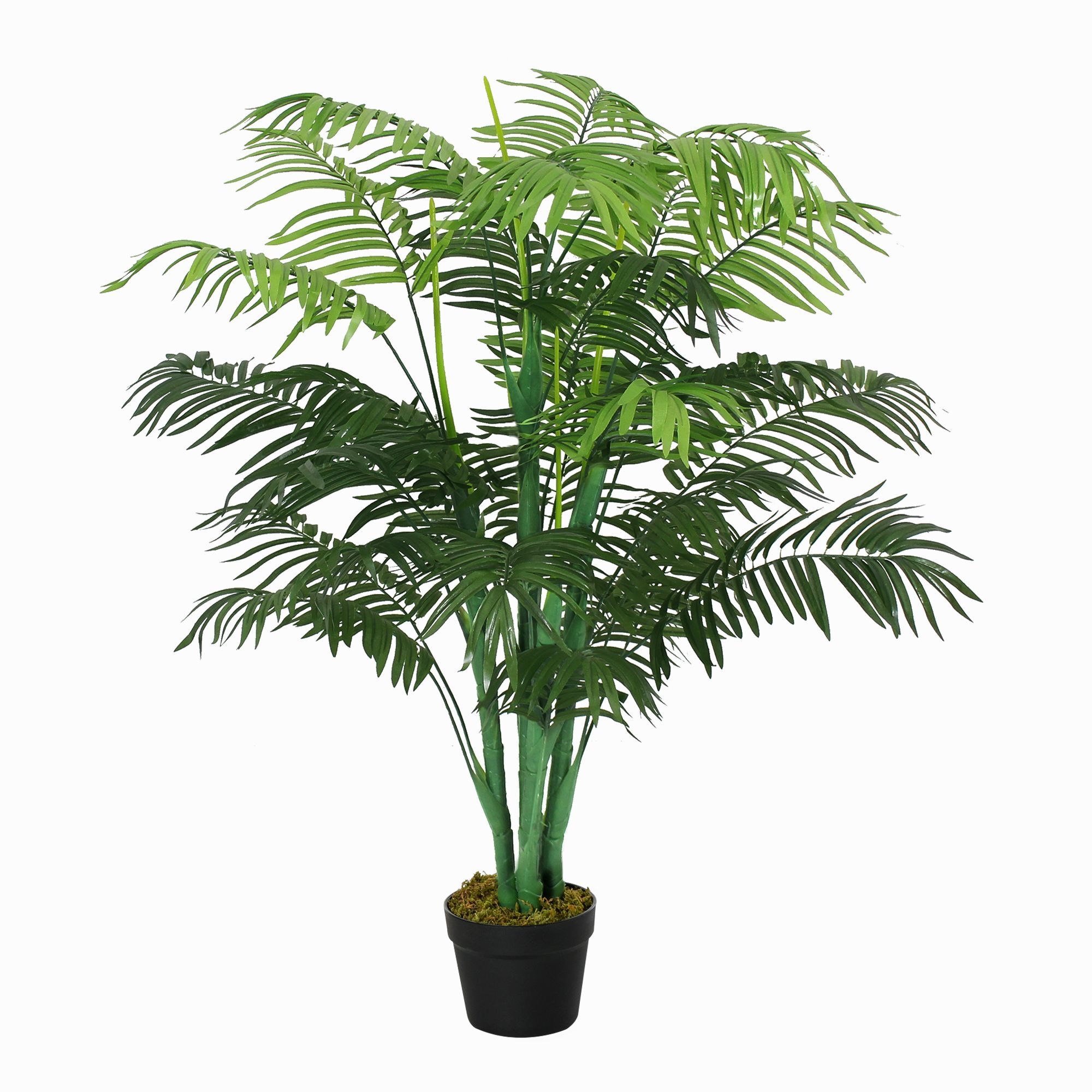 Outsunny 125cm/4ft Artificial Palm Plant Decorative Tree With 18 Leaves Nursery Pot Fake Plastic Home Office Décor, Green
