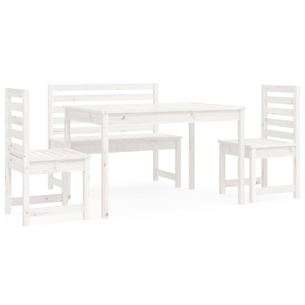 Vidaxl 4 Piece Garden Dining Set White Solid Wood Pine
