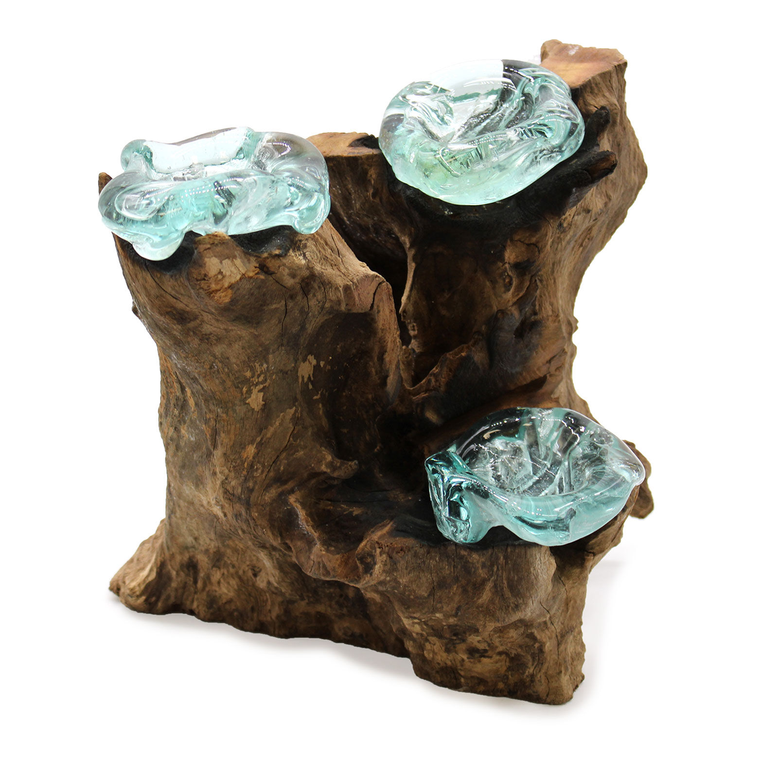 Molton Glass Triple Candle Holder On Wood