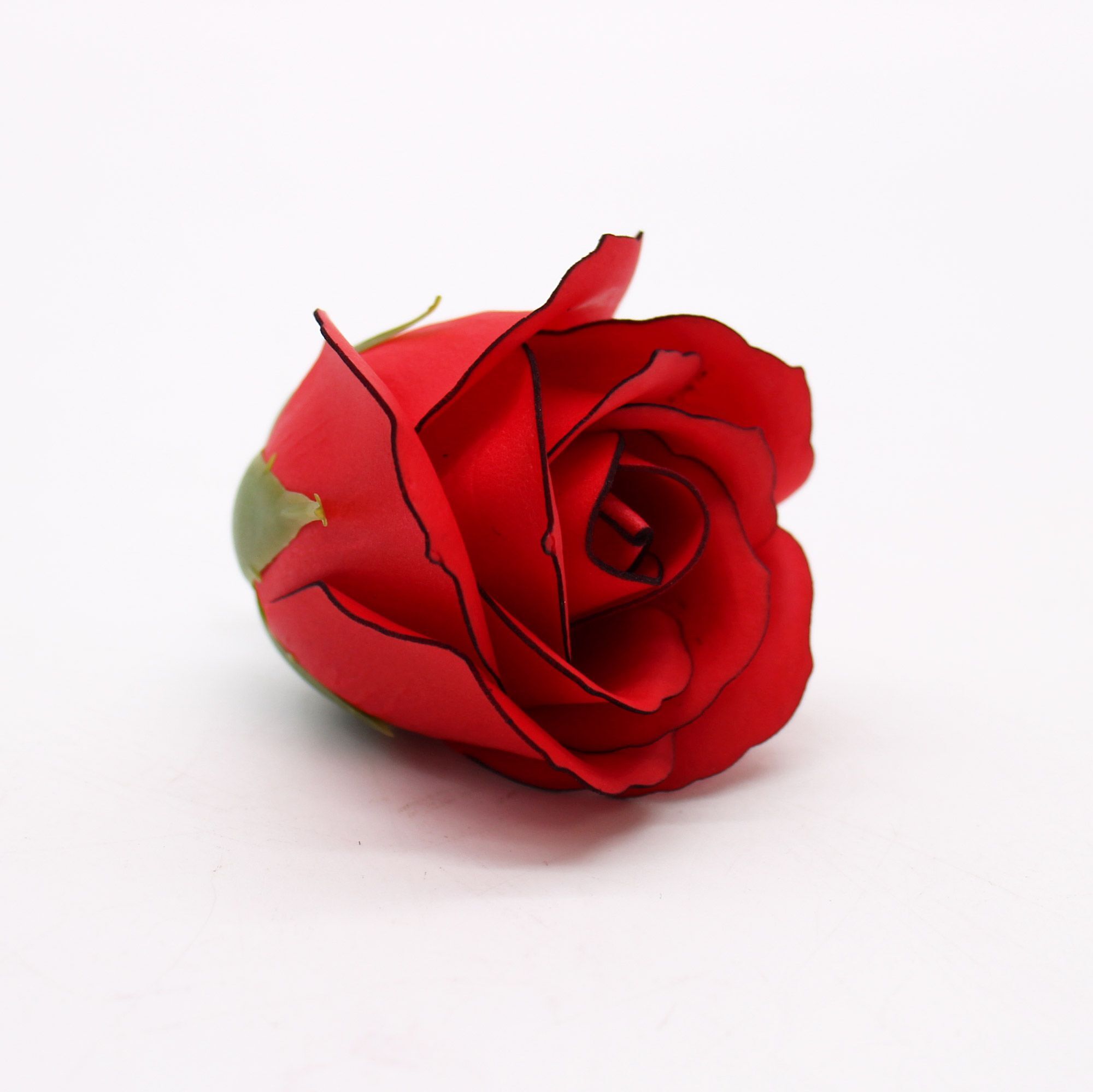 Craft Soap Flowers - Med Rose -red With Black Rim - Pack Of 10