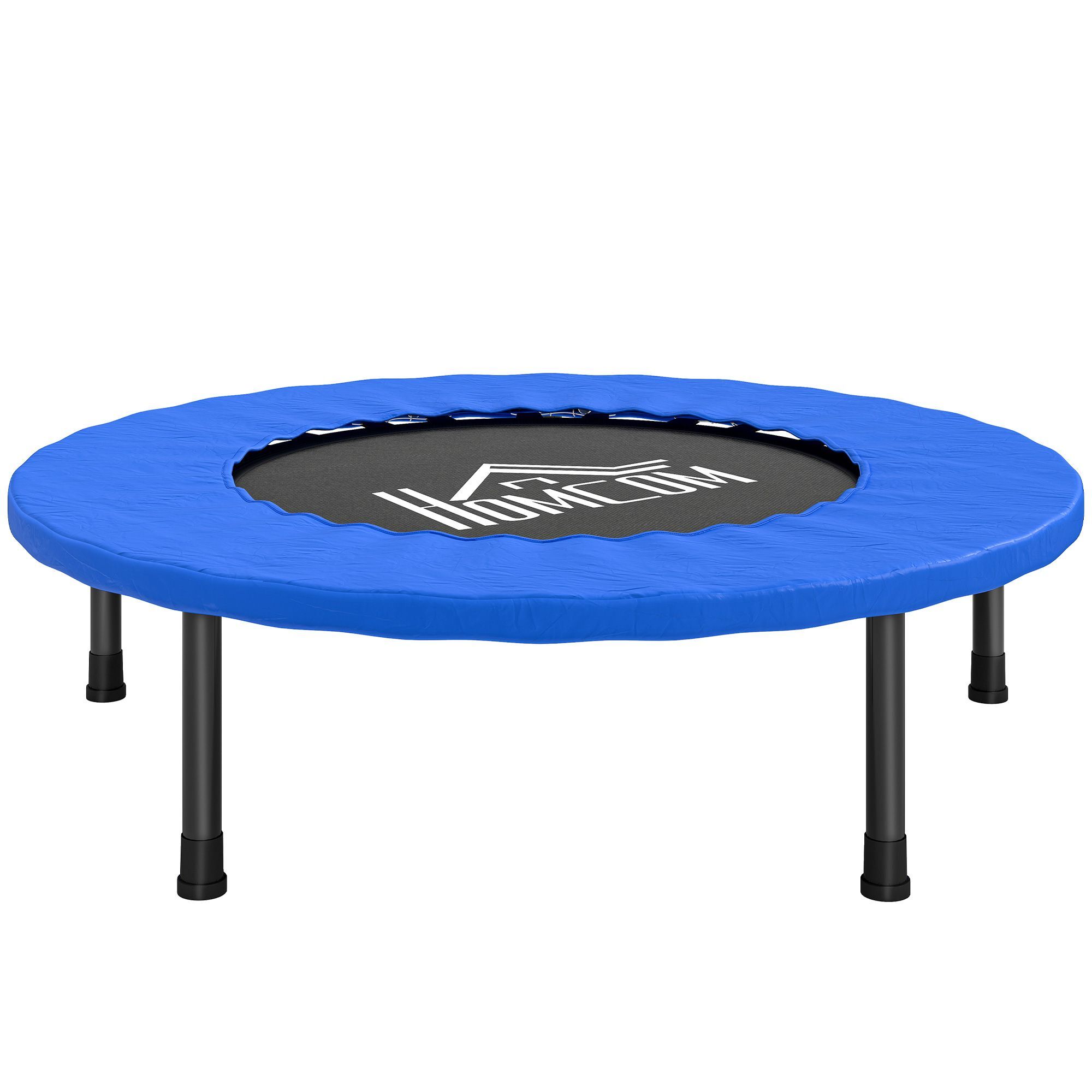 Homcom 32" Mini Fitness Trampoline Home Gym Yoga Exercise Rebounder Indoor Outdoor Jumper With Safety Pad, Support Up To 100 Kg, Blue And Black