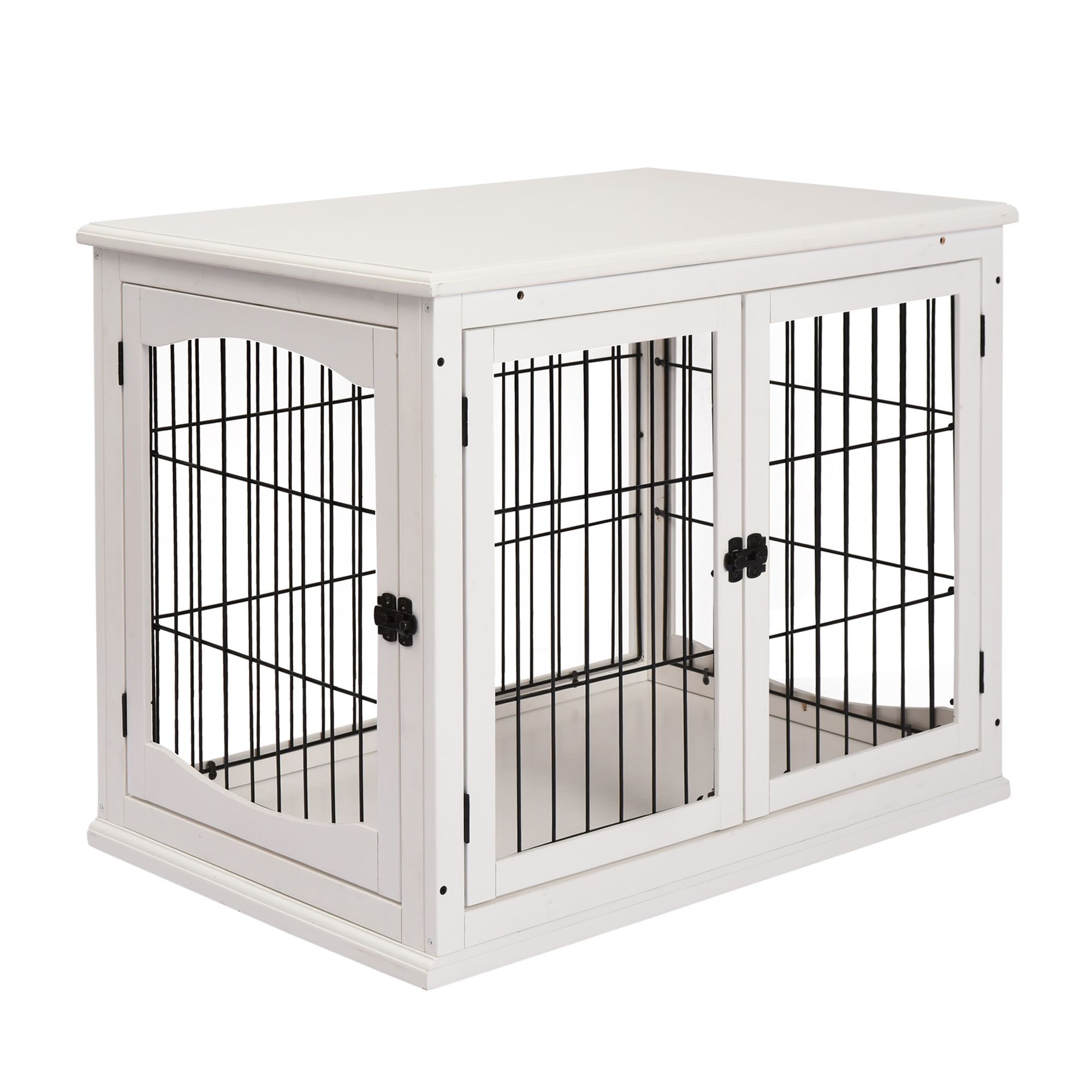 Pawhut Mdf 3-door Small Indoor Pet Cage White