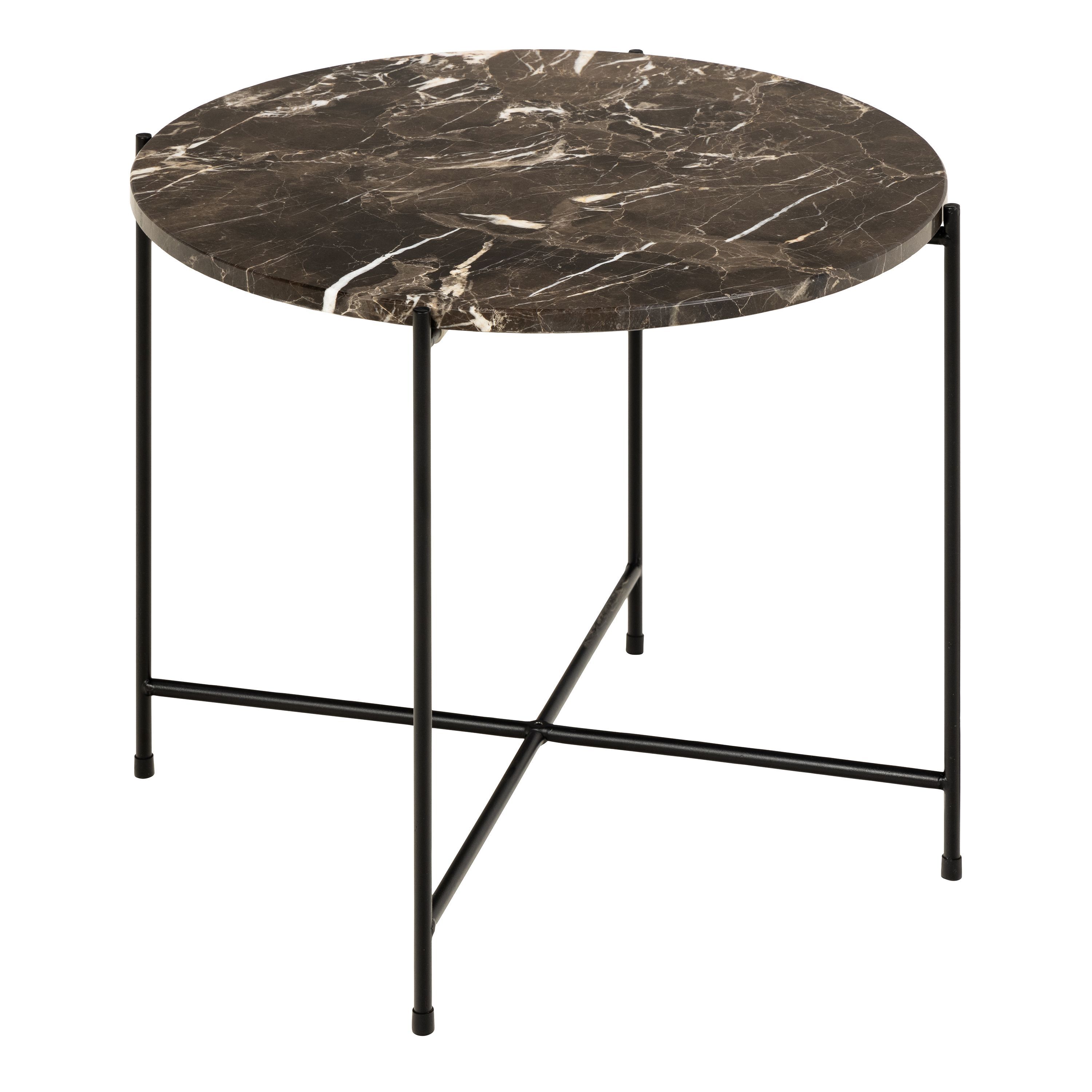 Avila Side Table With Brown Marble Top 52x40cm