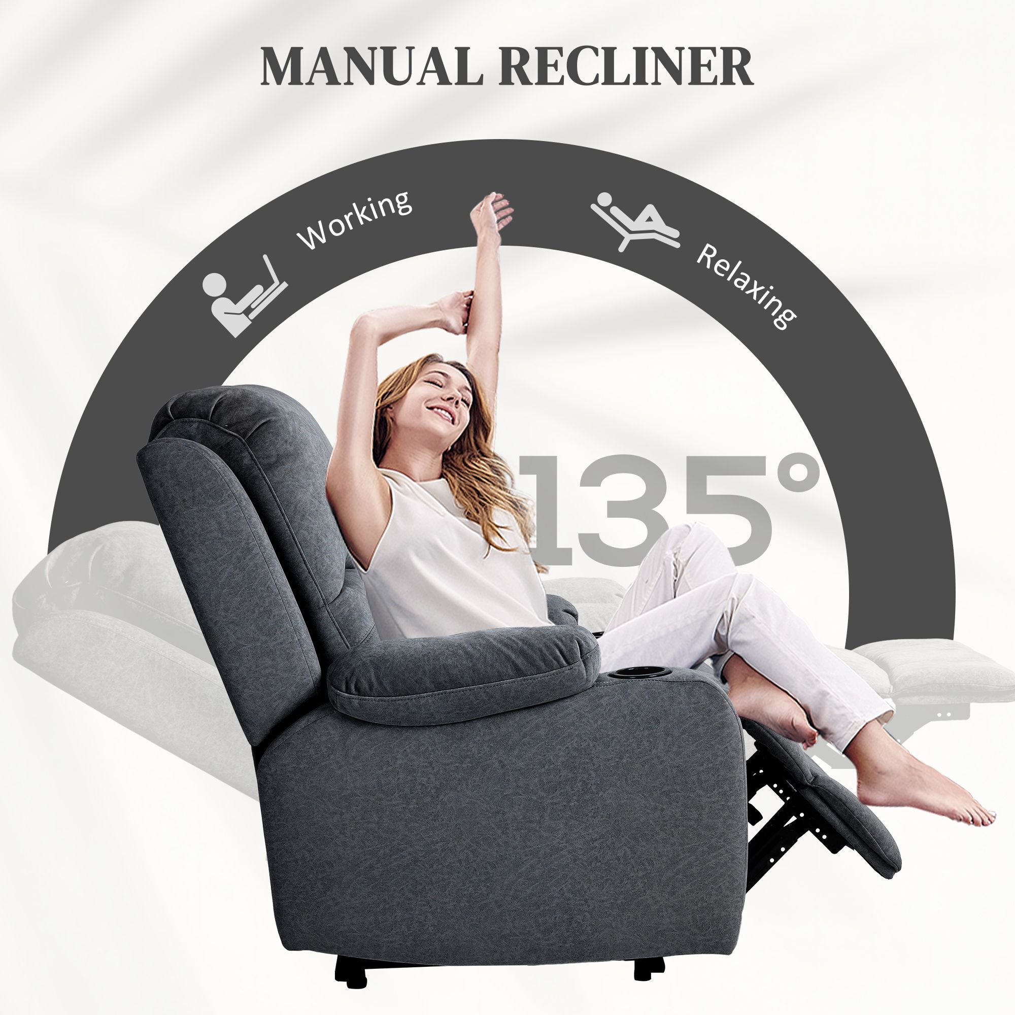 Homcom Microfibre Manual Reclining Armchair, With Footrest - Black