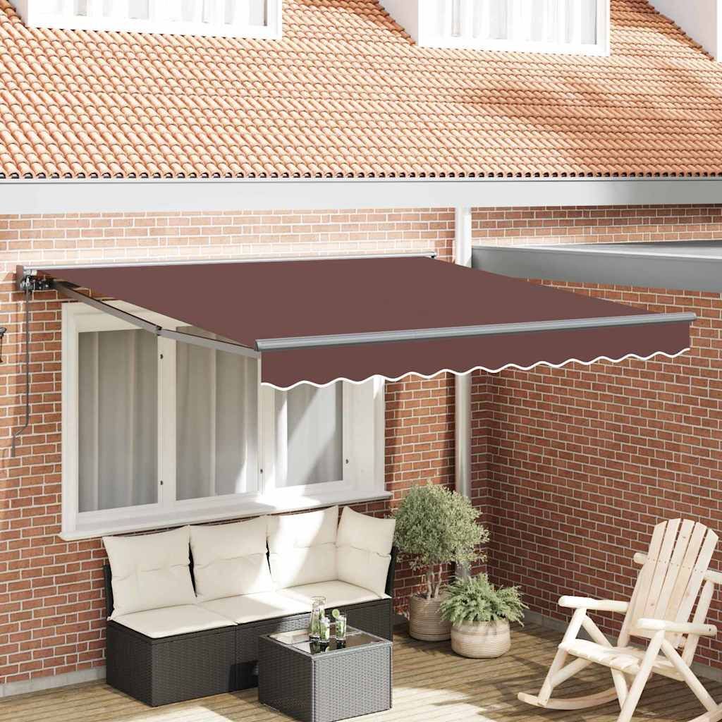 Vidaxl Retractable Awning Manual Brown 350x250 Cm