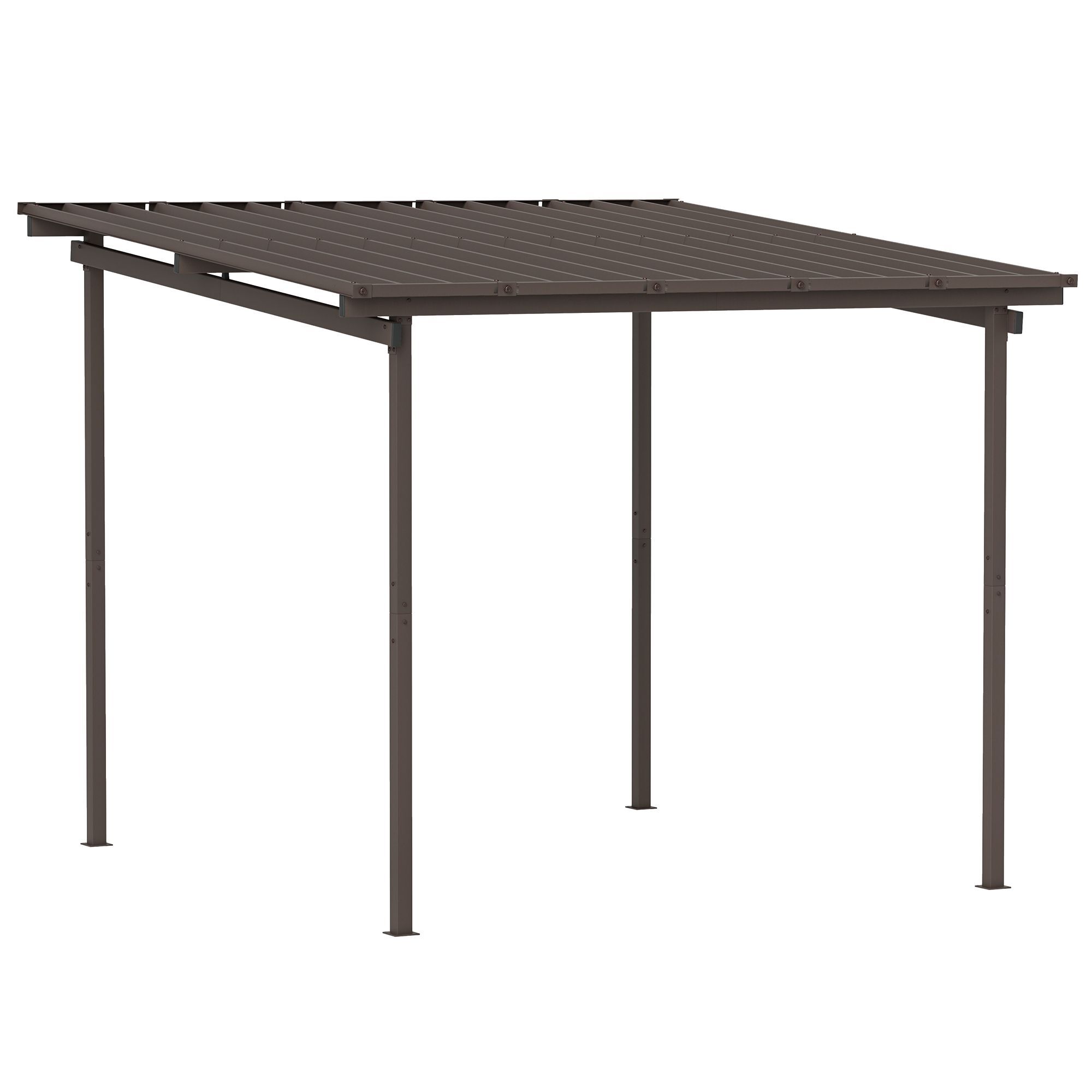 Outsunny 3 X 3(m) Garden Pergola With Waterproof Metal Roof, Lean To Pergola Hardtop Gazebo, Wind-resistant Outdoor Sun Shade, Easy To Assemble