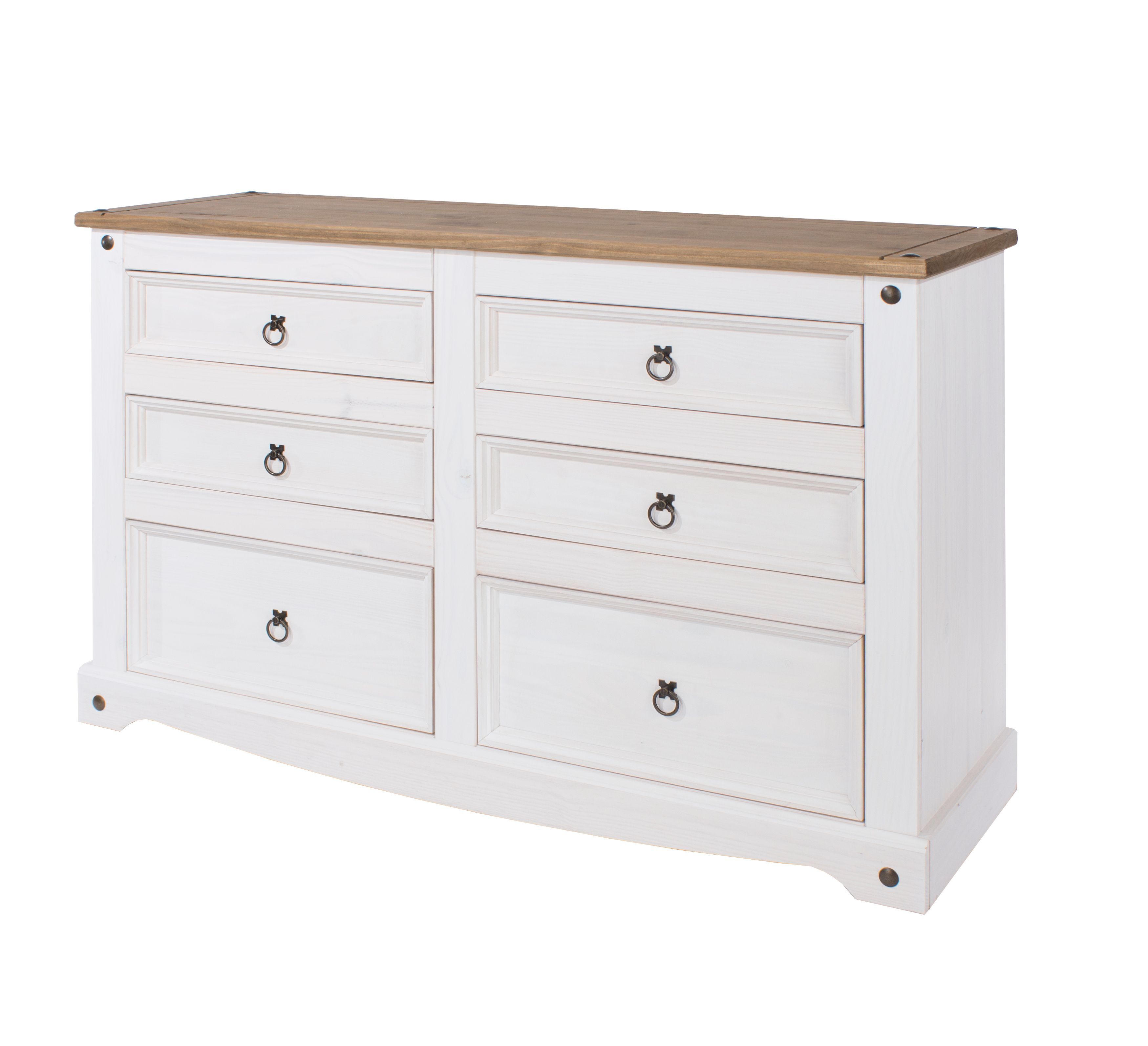 Corona White 3+3 Drawer Wide Chest