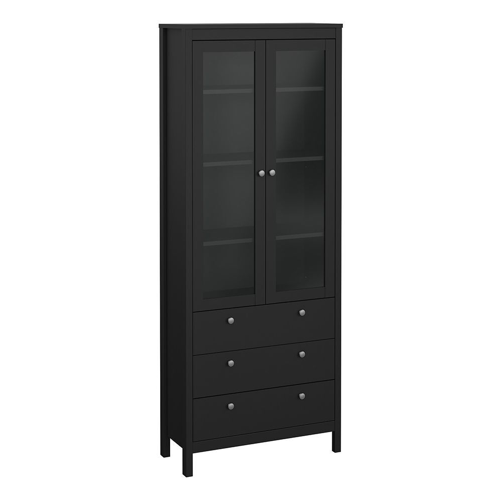 Madrid China Cabinet 2 Doors W/glass + 3 Drawers In Matt Black