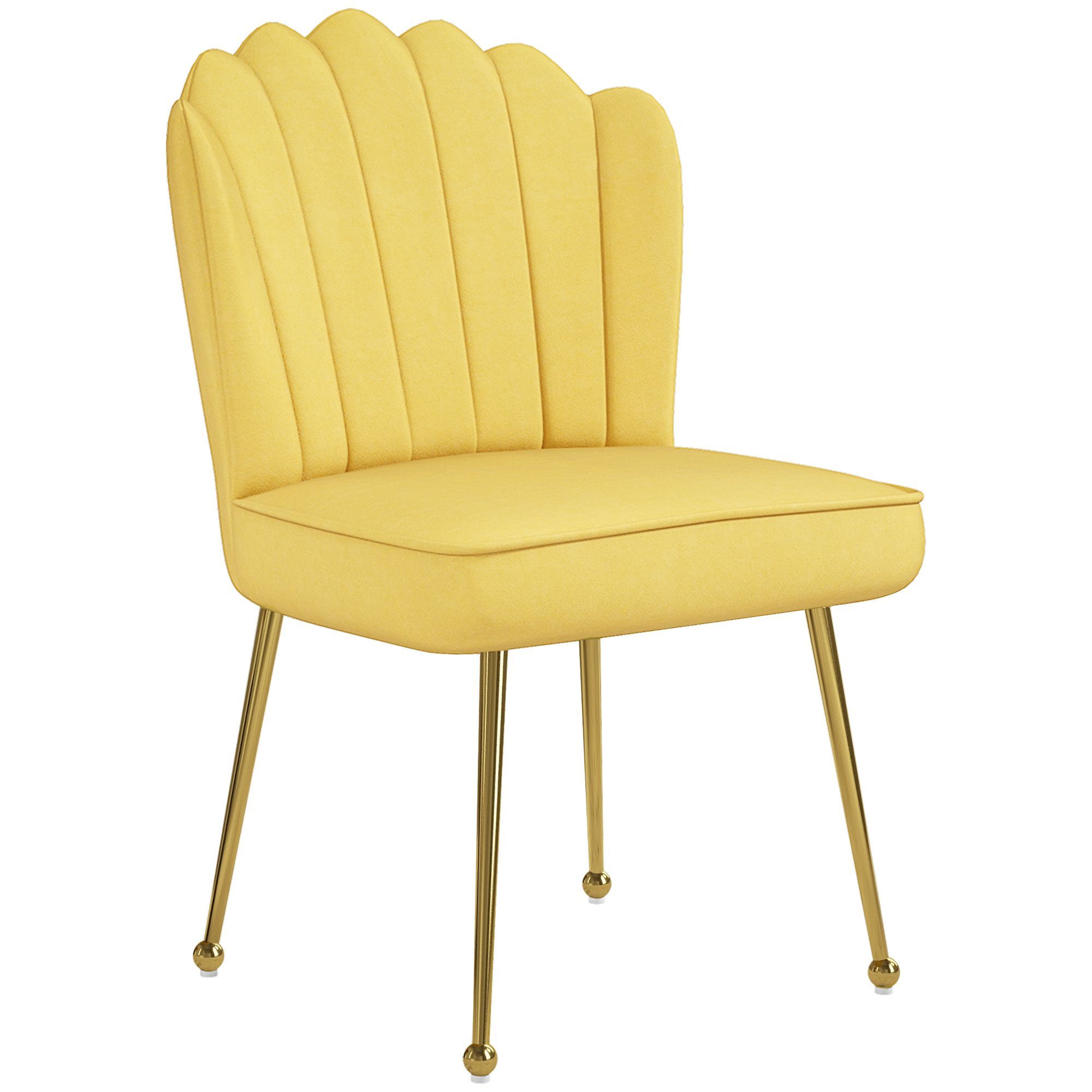Homcom Velvet-feel Shell Accent Chair - Yellow