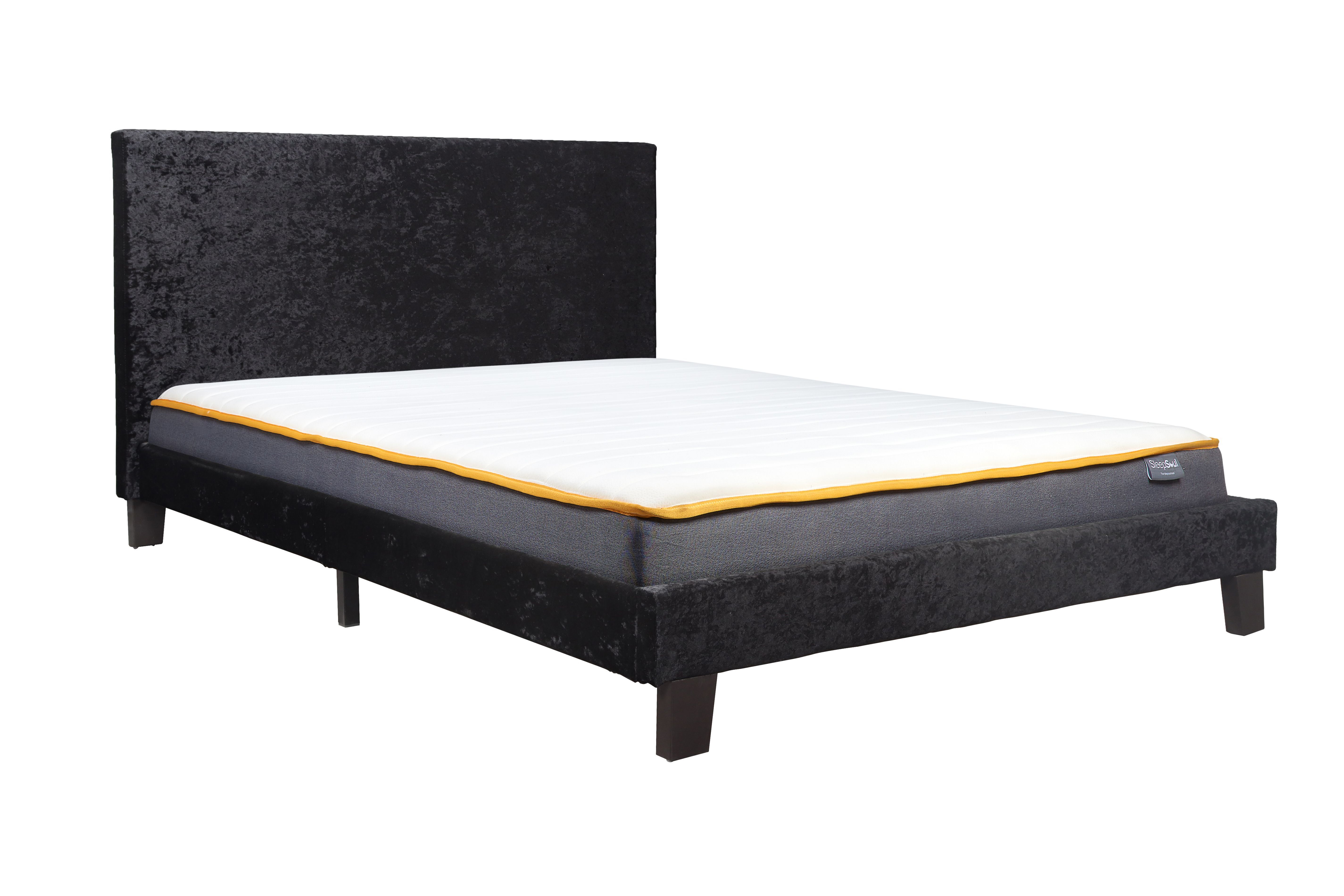 Berlin King Bed Black Crushed Velvet