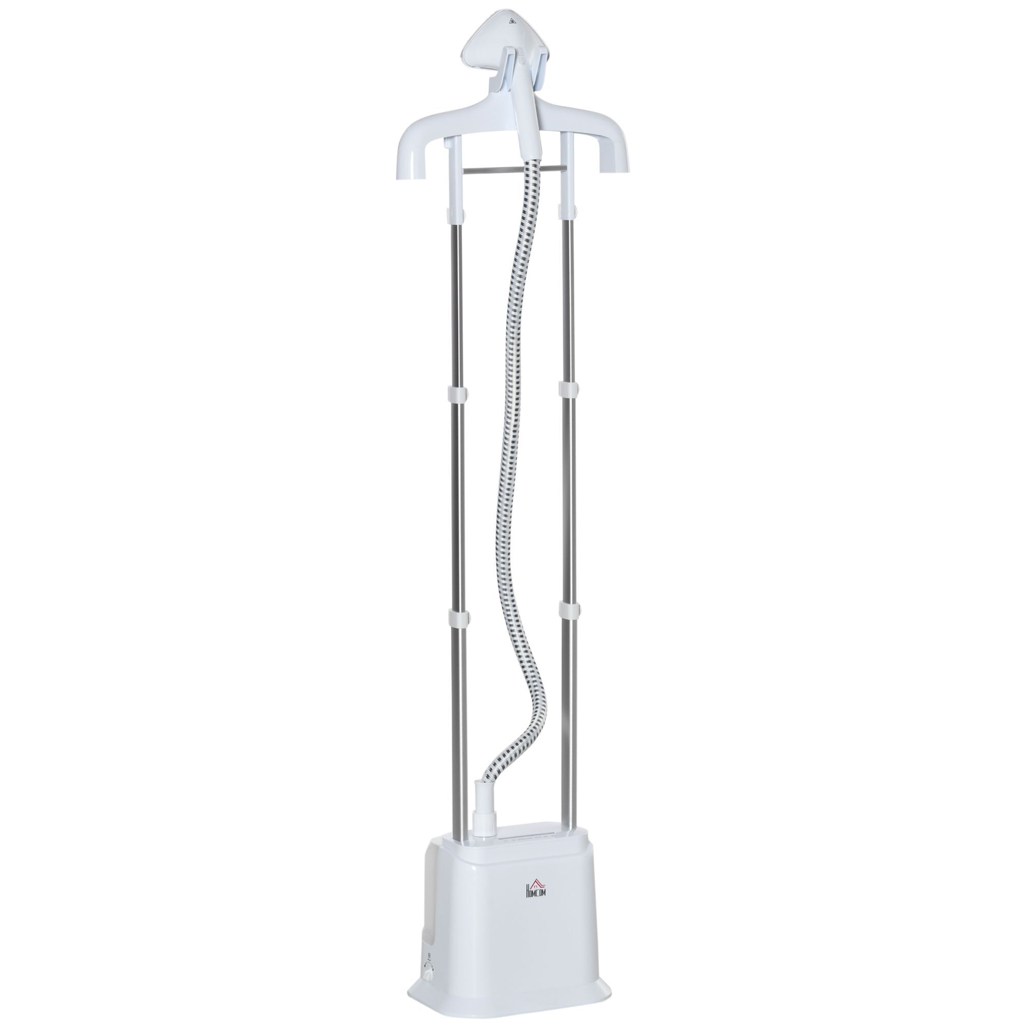 Homcom Upright Garment Clothes Steamer With 6 Steam Setting, 45s Fast Heat-up, 1.7l Water Tank And 45min Steamer, Wrinkle And Odour Remover, White