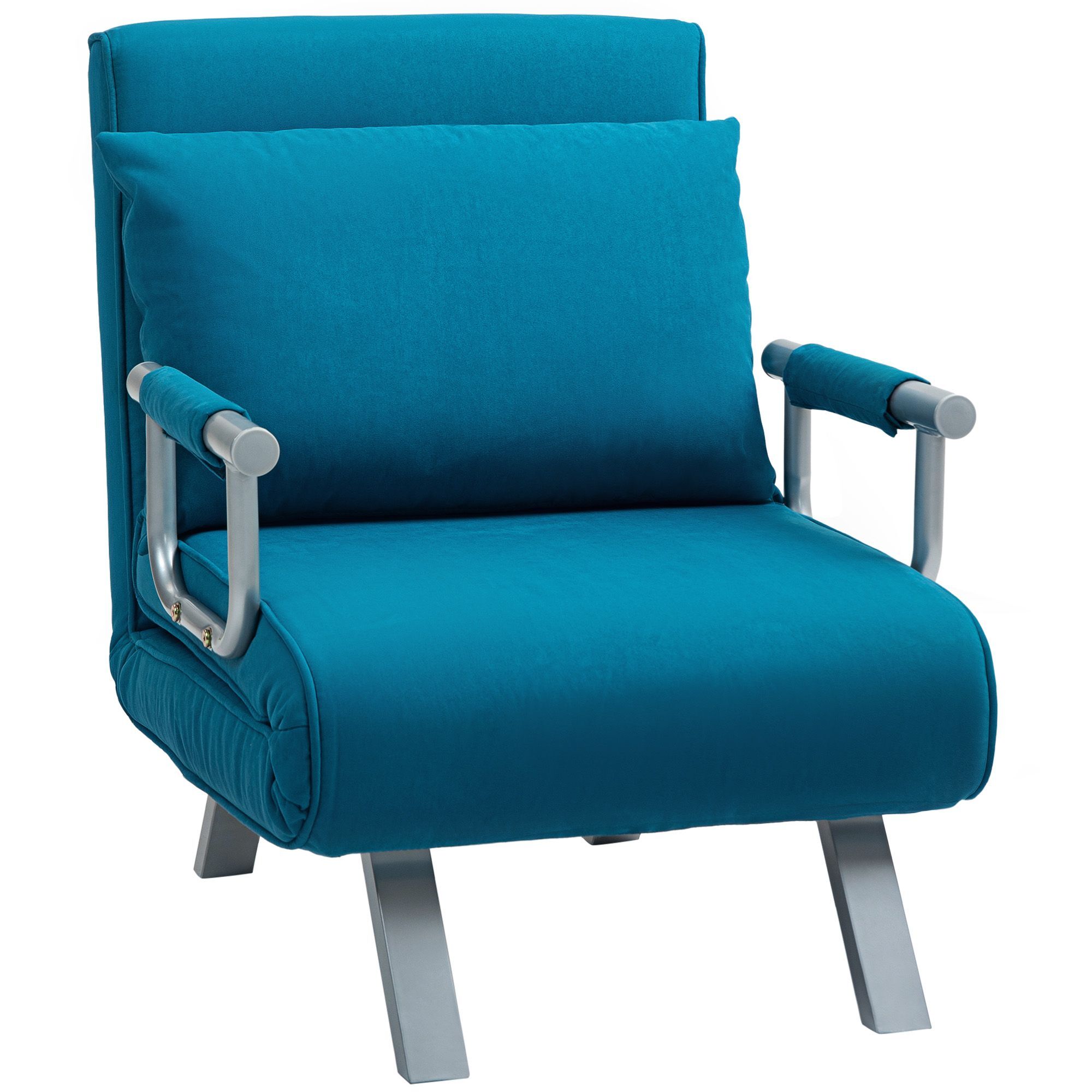 Homcom 4-in-1 Faux Suede Chair Bed - Blue