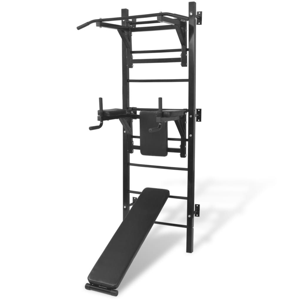 Vidaxl Wall-mounted Multi-functional Fitness Power Tower Black