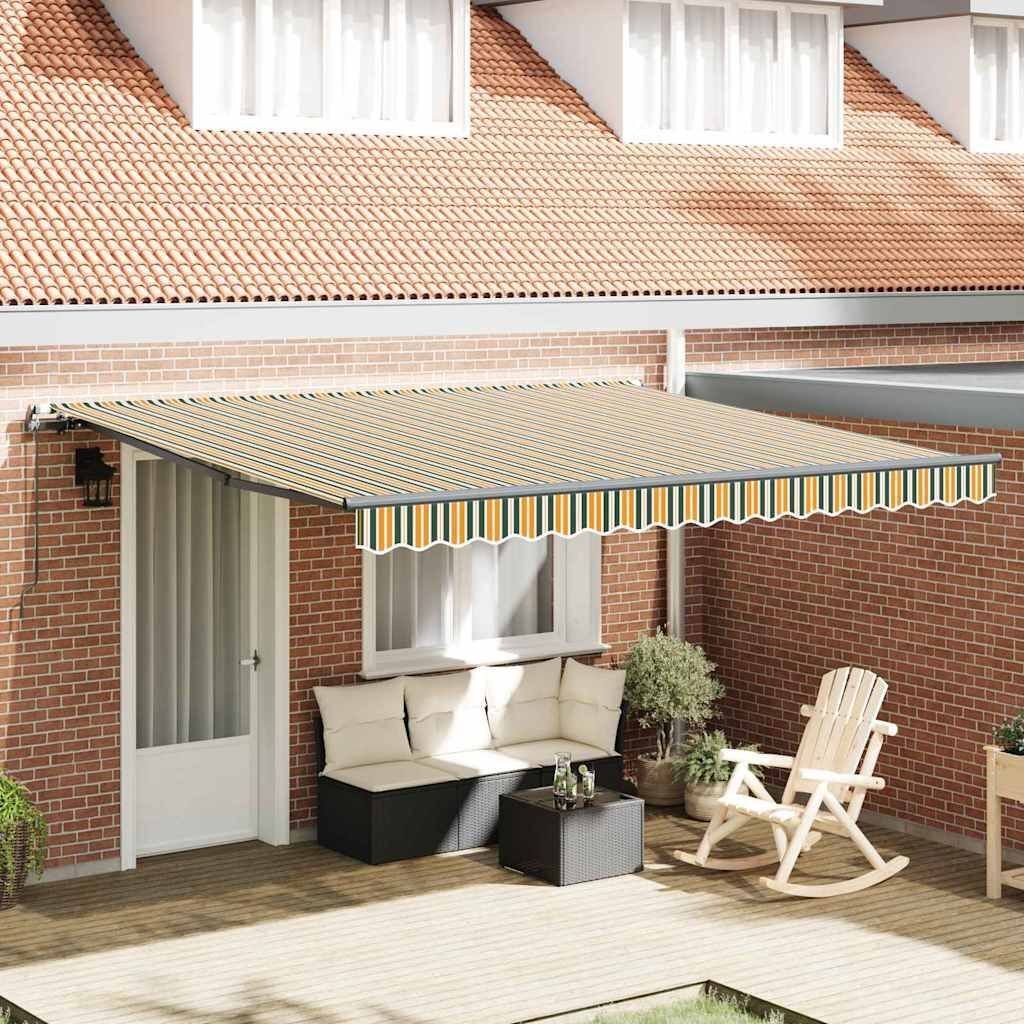 Vidaxl Manual Retractable Awning Green And Yellow 400x300 Cm