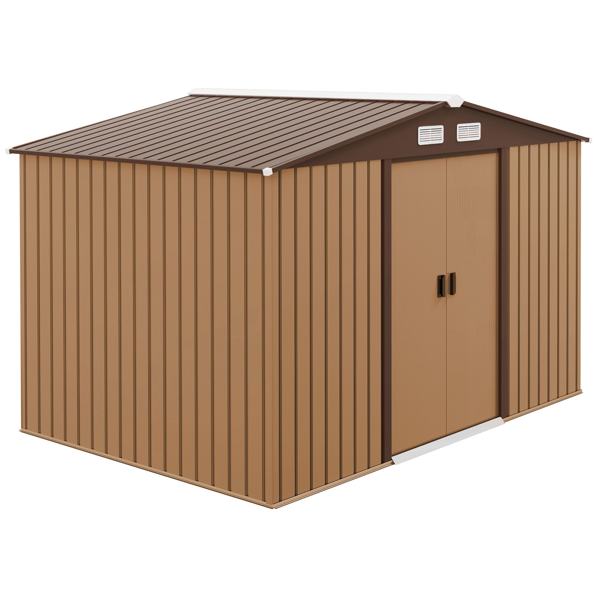 Outsunny 9 X 6ft Garden Metal Storage Shed Outdoor Storage Shed With Foundation Ventilation & Doors, Yellow