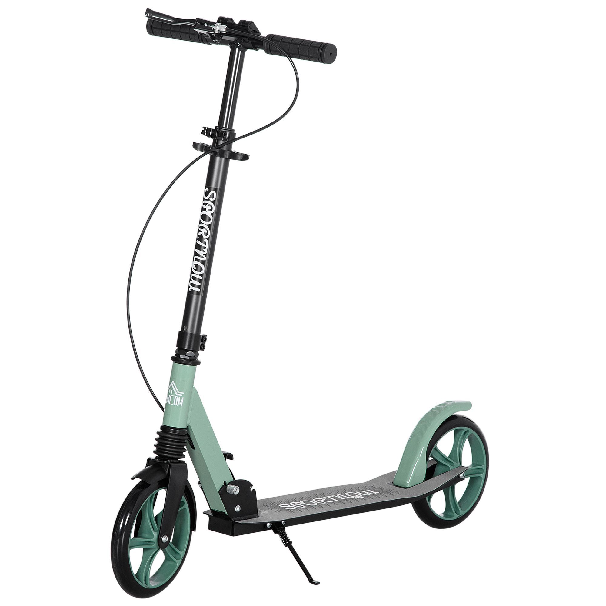 Homcom One-click Folding Kick Scooter For 14+ W/ Adjustable Handlebar, Push Scooter With Kickstand, Dual Brake System, Shock Absorber, 200mm Wheels