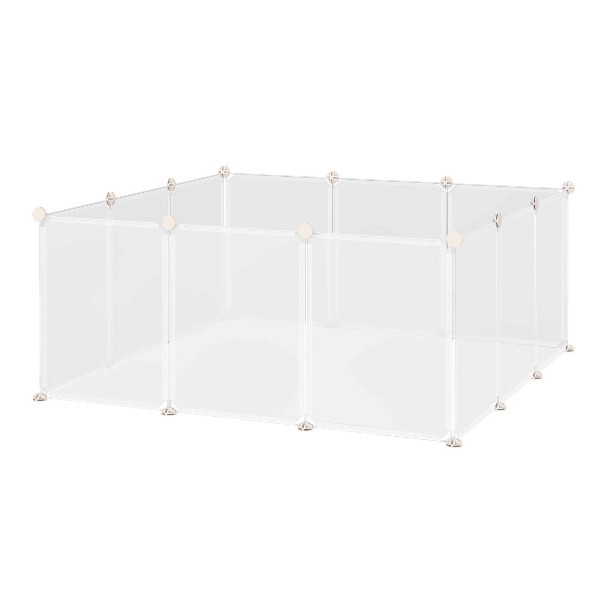 Pawhut Pet Playpen Diy Small Animal Cage Open Enclosure Portable Plastic Fence 12 Panels For Hedgehog Bunny Chinchilla Guinea Pig White