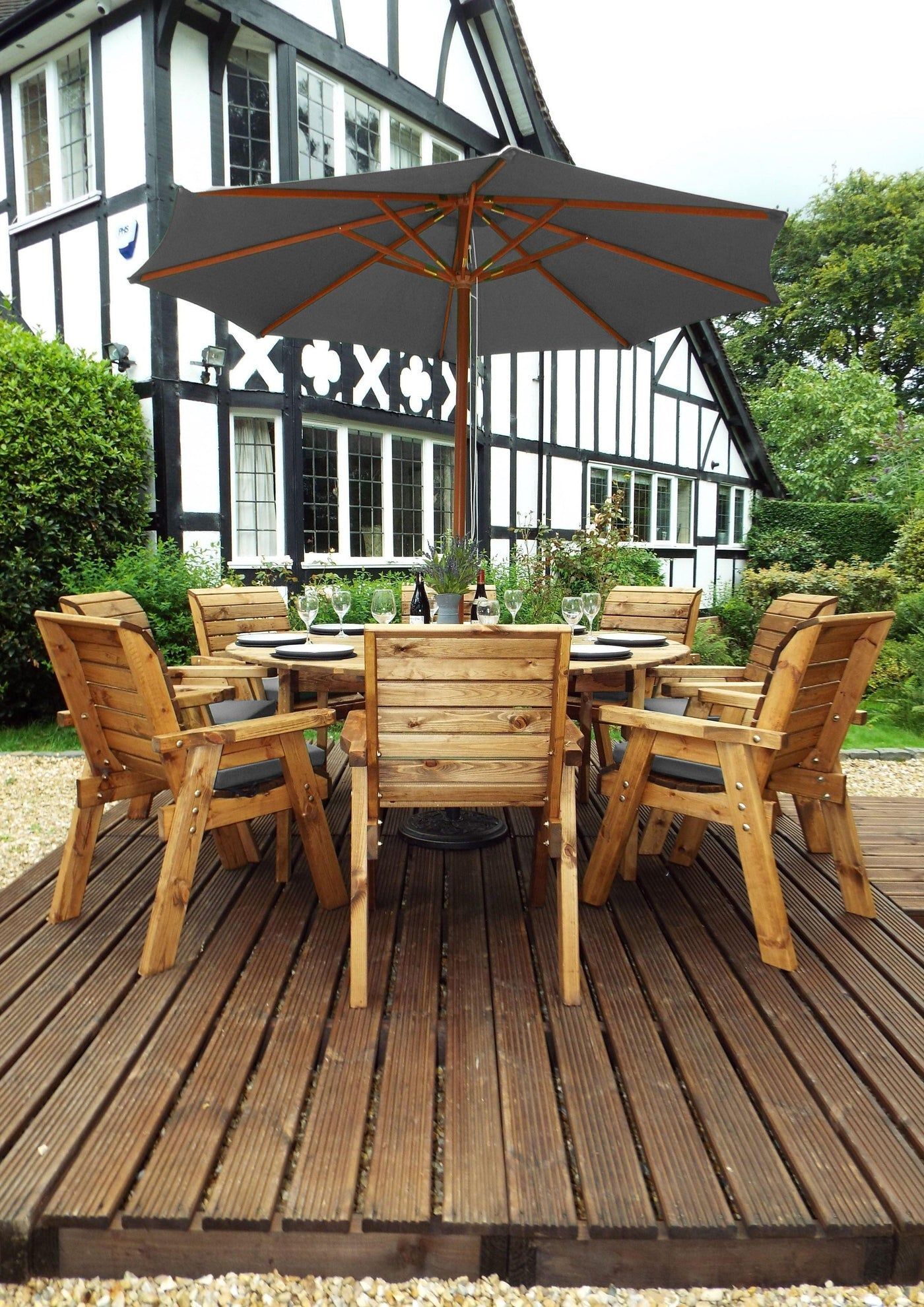 Eight Seater Circular Table Set - Grey