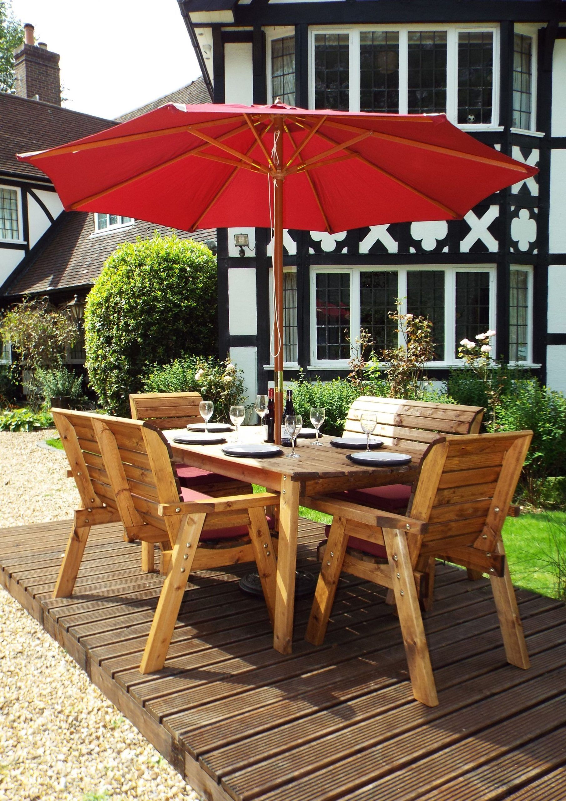 Six Seater Rectangular Table Set - Burgundy