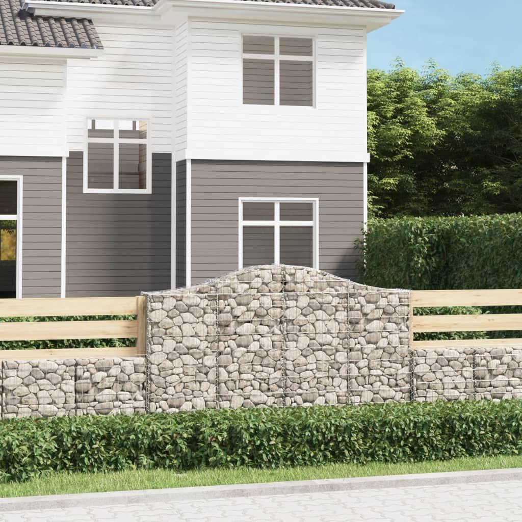 Vidaxl Arched Gabion Baskets 4 Pcs 200x30x120/140 Cm Galvanised Iron