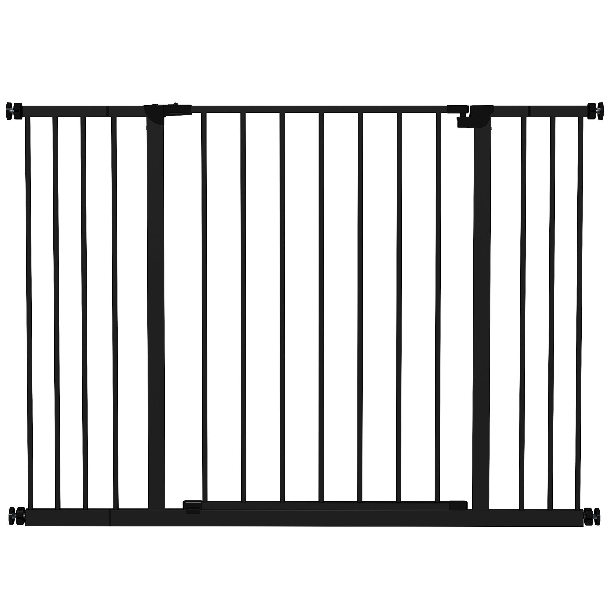Pawhut Dog Gate Pet Safety Gate Stair Barrier Auto Close Door Adjustable 76 - 107 Cm, Black