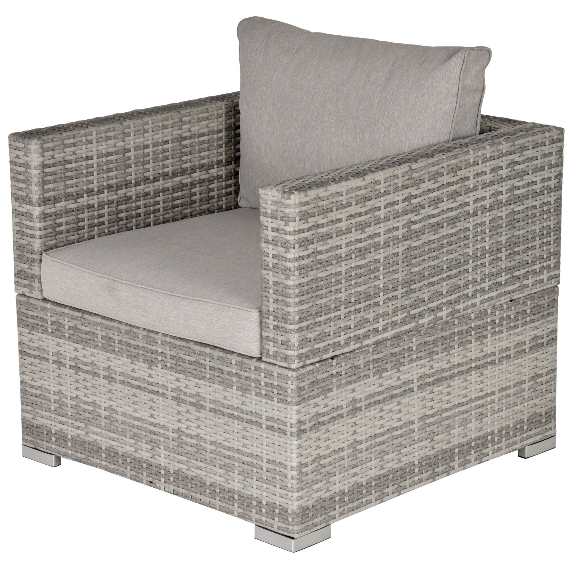 Outsunny Outdoor Patio Furniture Single Rattan Sofa Chair Padded Cushion All Weather For Garden Poolside Balcony Grey