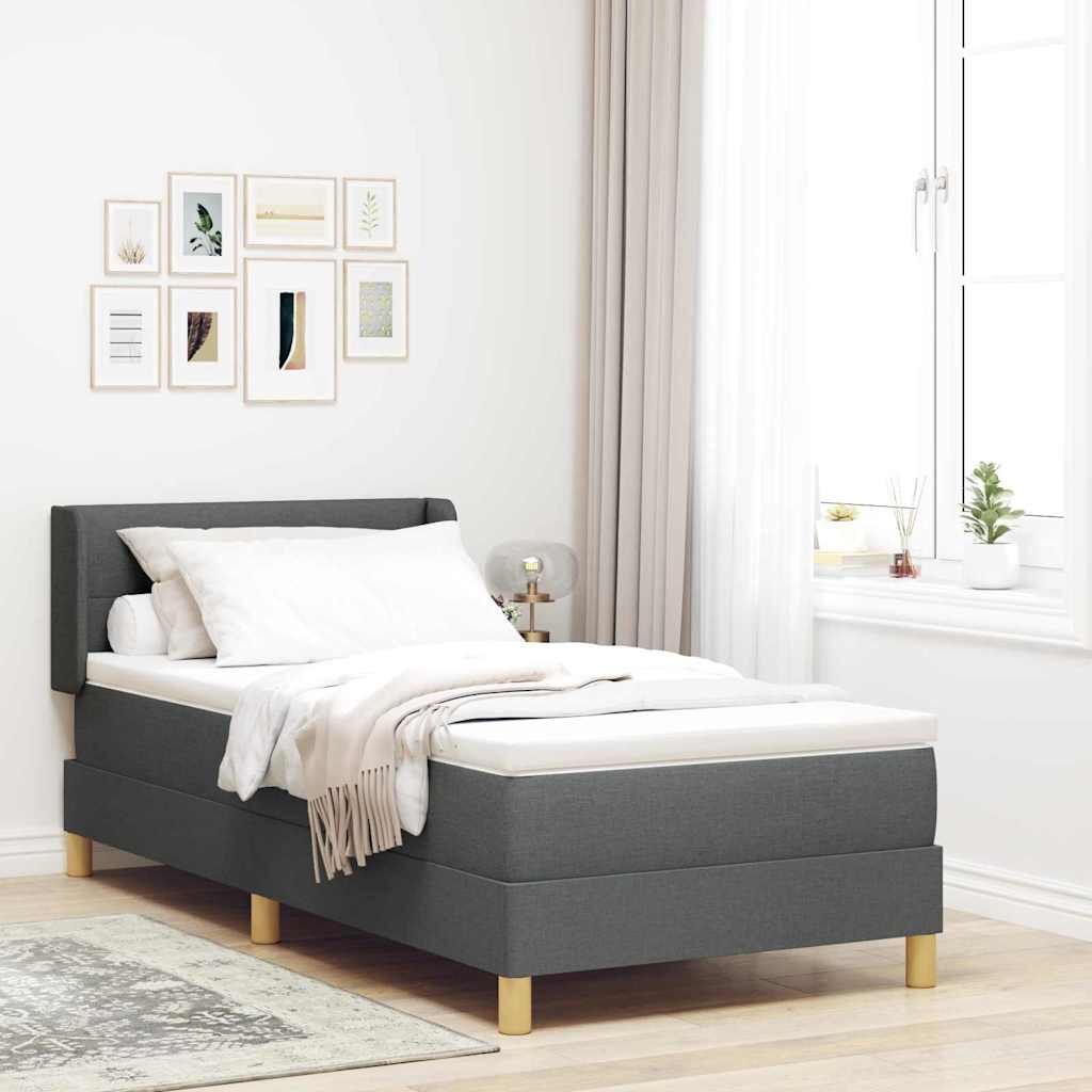 Vidaxl Box Spring Bed With Mattress Dark Grey 80x200 Cm Fabric, Vidaxl Headboard Button Tufted Dark Grey 80 Cm Fabric